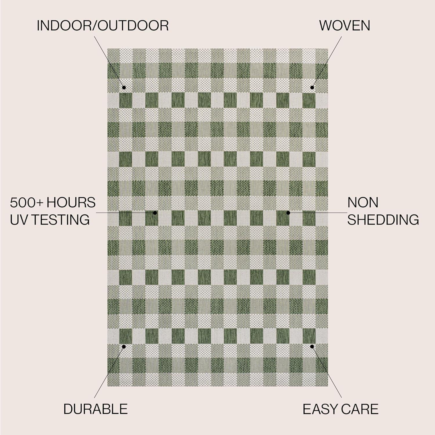 imageJONATHAN Y Geometric Bold Gingham Indoor Outdoor Area Rug 8X10 GreenCream Darcy Traditional for Backyard Patio Porch EasyCleaning High Traffic PetFriendly NonShedding TSN201E8GreenCream