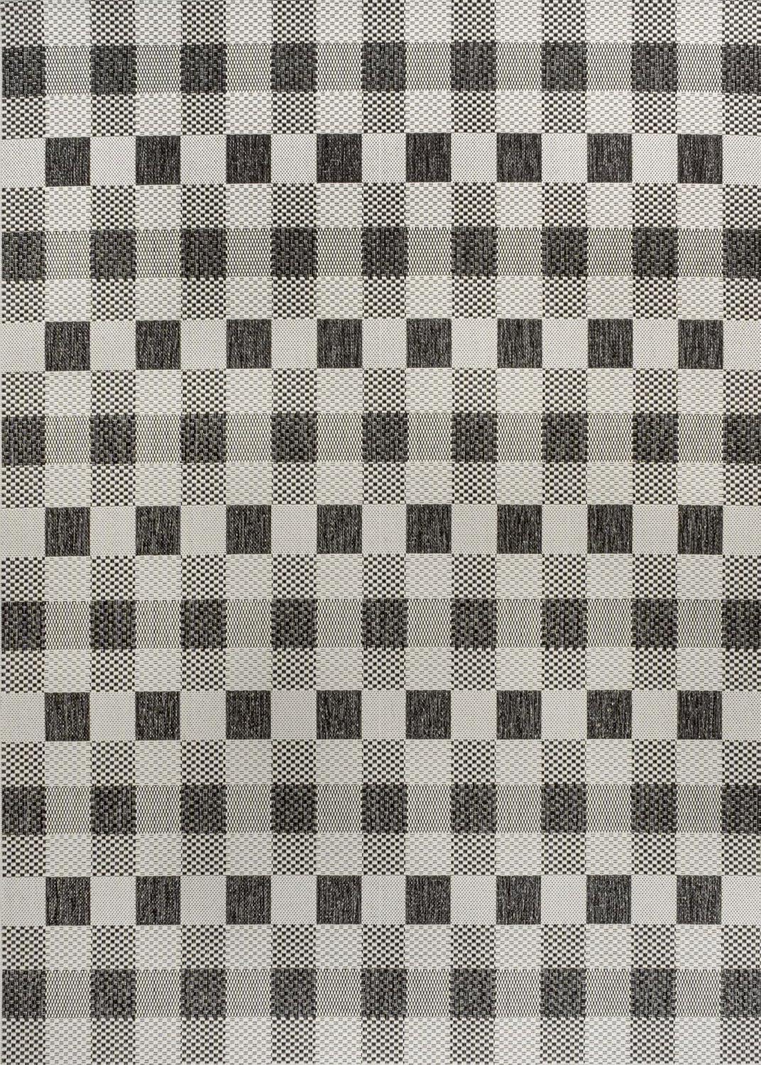 imageJONATHAN Y Geometric Bold Gingham Indoor Outdoor Area Rug 8X10 GreenCream Darcy Traditional for Backyard Patio Porch EasyCleaning High Traffic PetFriendly NonShedding TSN201E8BlackCream