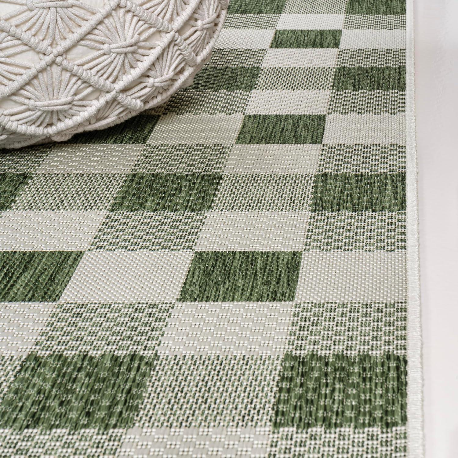 imageJONATHAN Y Geometric Bold Gingham Indoor Outdoor Area Rug 8X10 GreenCream Darcy Traditional for Backyard Patio Porch EasyCleaning High Traffic PetFriendly NonShedding TSN201E8GreenCream