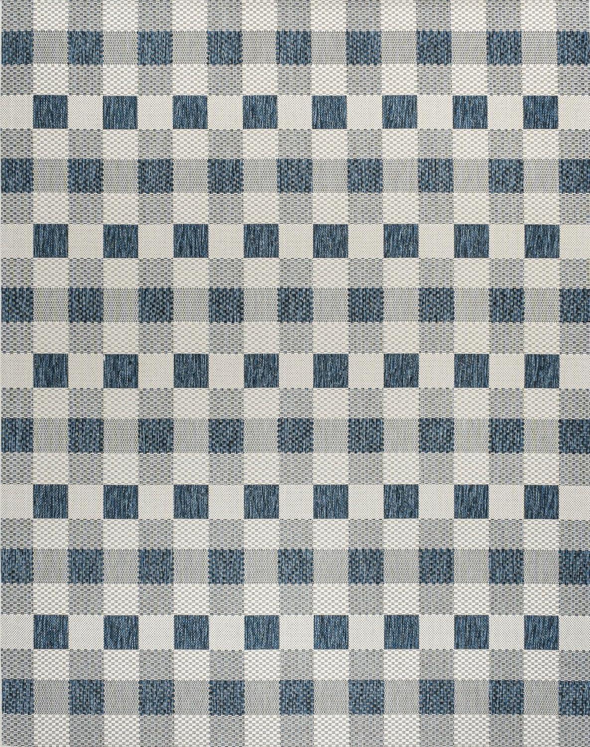 imageJONATHAN Y Geometric Bold Gingham Indoor Outdoor Area Rug 8X10 GreenCream Darcy Traditional for Backyard Patio Porch EasyCleaning High Traffic PetFriendly NonShedding TSN201E8NavyCream
