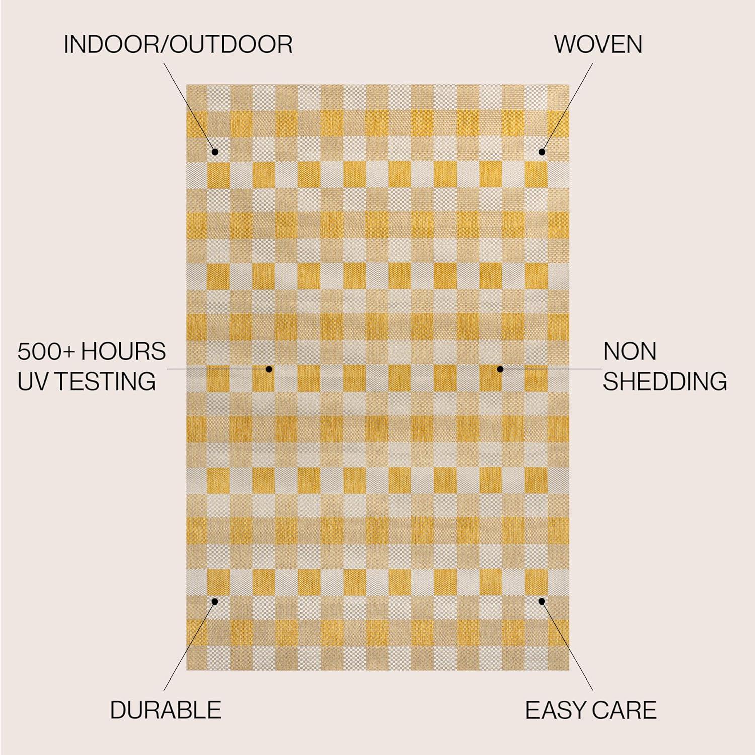 imageJONATHAN Y Geometric Bold Gingham Indoor Outdoor Area Rug 8X10 GreenCream Darcy Traditional for Backyard Patio Porch EasyCleaning High Traffic PetFriendly NonShedding TSN201E8YellowCream