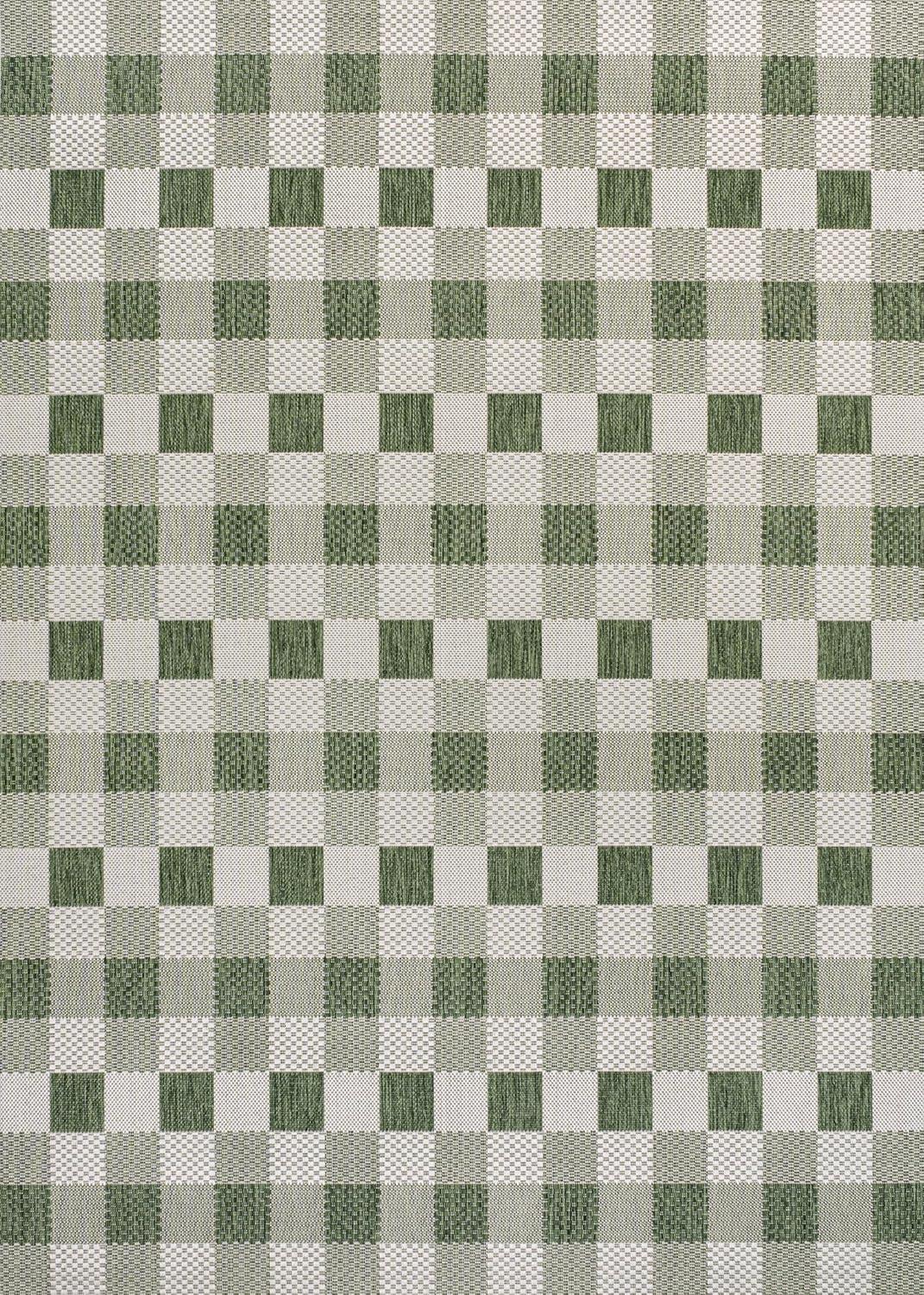imageJONATHAN Y Geometric Bold Gingham Indoor Outdoor Area Rug 8X10 GreenCream Darcy Traditional for Backyard Patio Porch EasyCleaning High Traffic PetFriendly NonShedding TSN201E8GreenCream