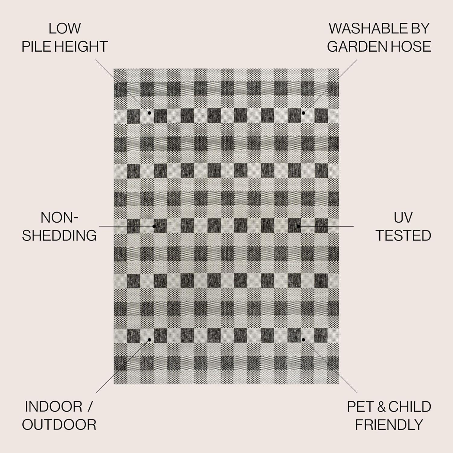 imageJONATHAN Y Geometric Bold Gingham Indoor Outdoor Area Rug 8X10 GreenCream Darcy Traditional for Backyard Patio Porch EasyCleaning High Traffic PetFriendly NonShedding TSN201E8BlackCream