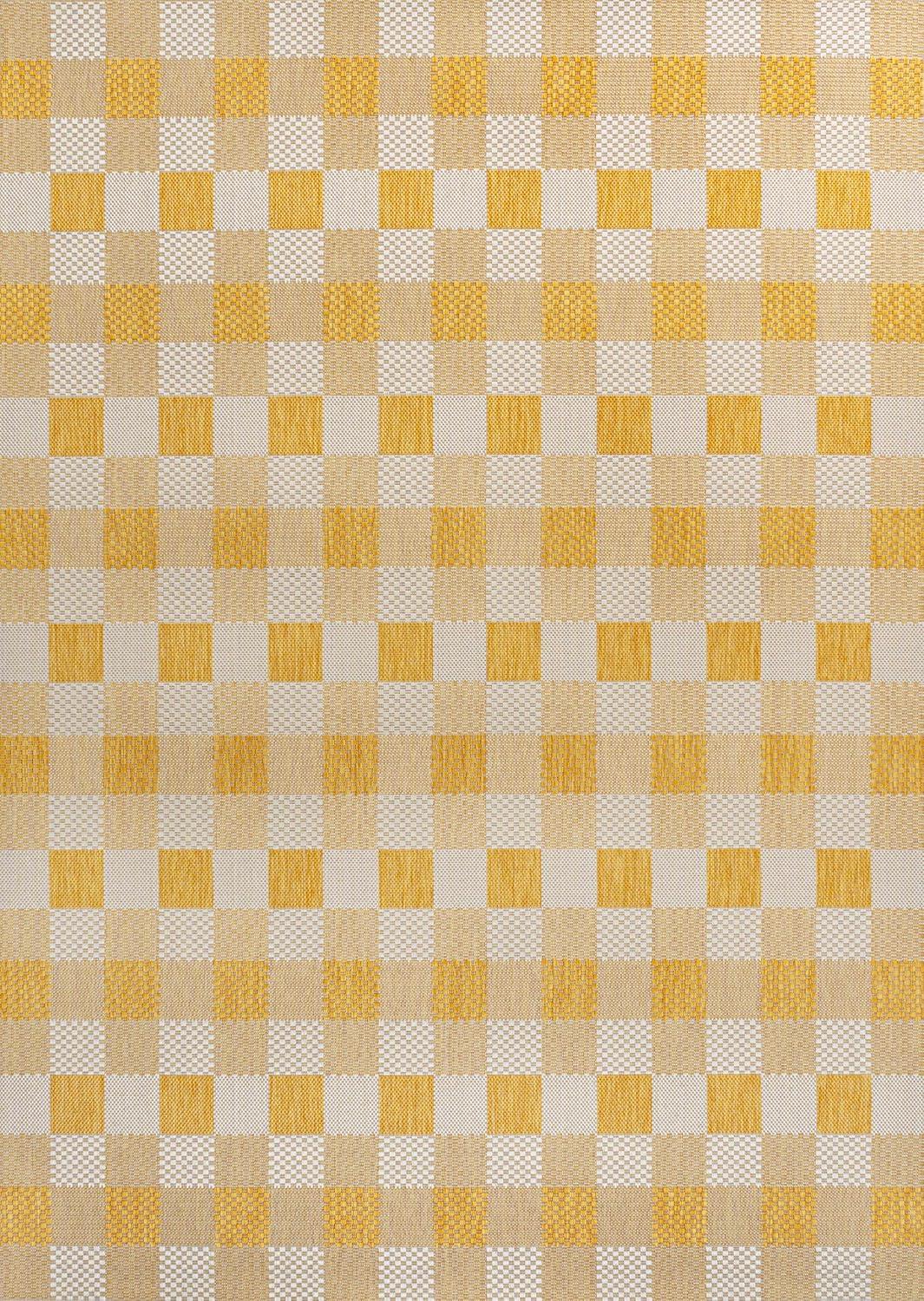 imageJONATHAN Y Geometric Bold Gingham Indoor Outdoor Area Rug 8X10 GreenCream Darcy Traditional for Backyard Patio Porch EasyCleaning High Traffic PetFriendly NonShedding TSN201E8YellowCream