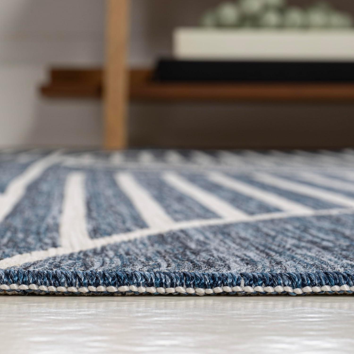 imageJONATHAN Y Geometric Lines Reversible Washable Indoor Outdoor Area Rug 8X10 NavyCream Arielle MidCentury Modern for Backyard Patio Porch EasyCleaning PetFriendly NonShedding SVH111A8311 x 6 Rectangular