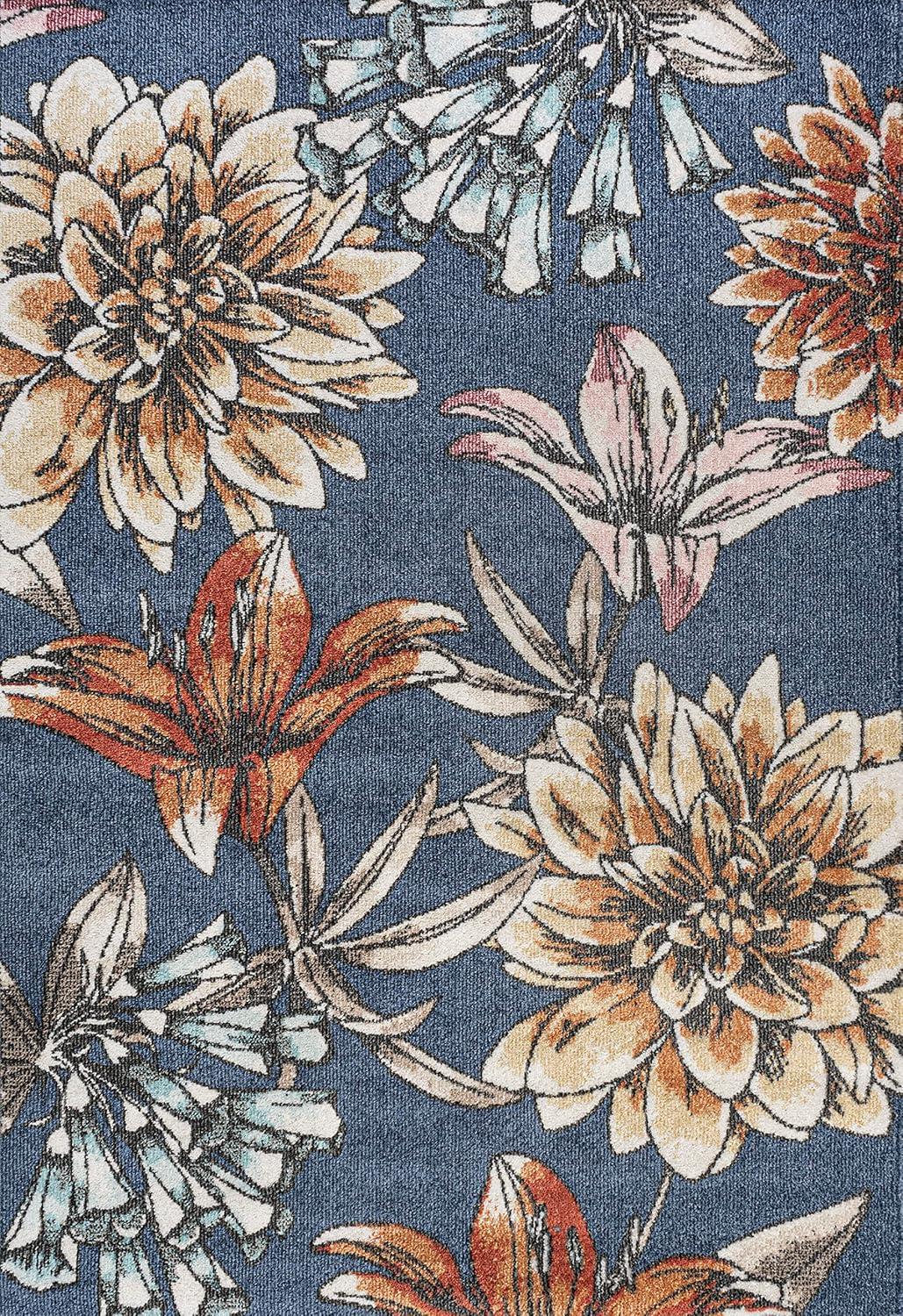 imageJONATHAN Y Giglio Botanical Flower Runner Rug 2x8 OrangeBlueCream Modern Contemporary EasyCleaning for Living Room Bedroom Kitchen Pet Friendly NonShedding CTP202B28BlueOrangeCream