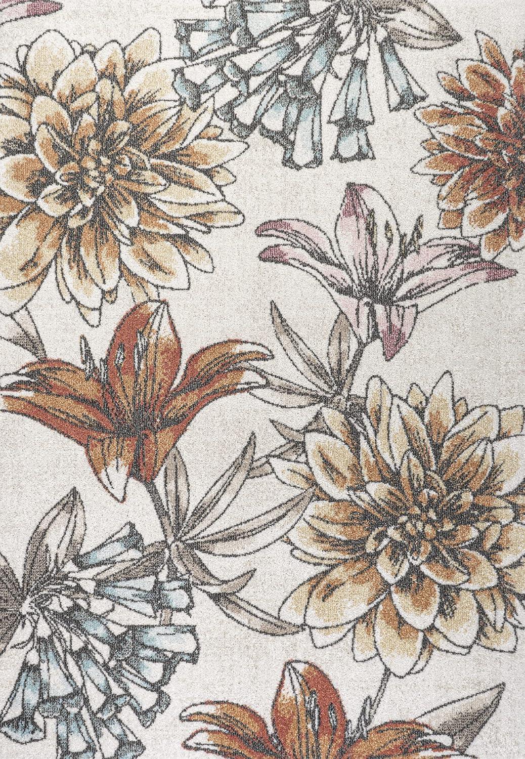 imageJONATHAN Y Giglio Botanical Flower Runner Rug 2x8 OrangeBlueCream Modern Contemporary EasyCleaning for Living Room Bedroom Kitchen Pet Friendly NonShedding CTP202B28OrangeBlueCream