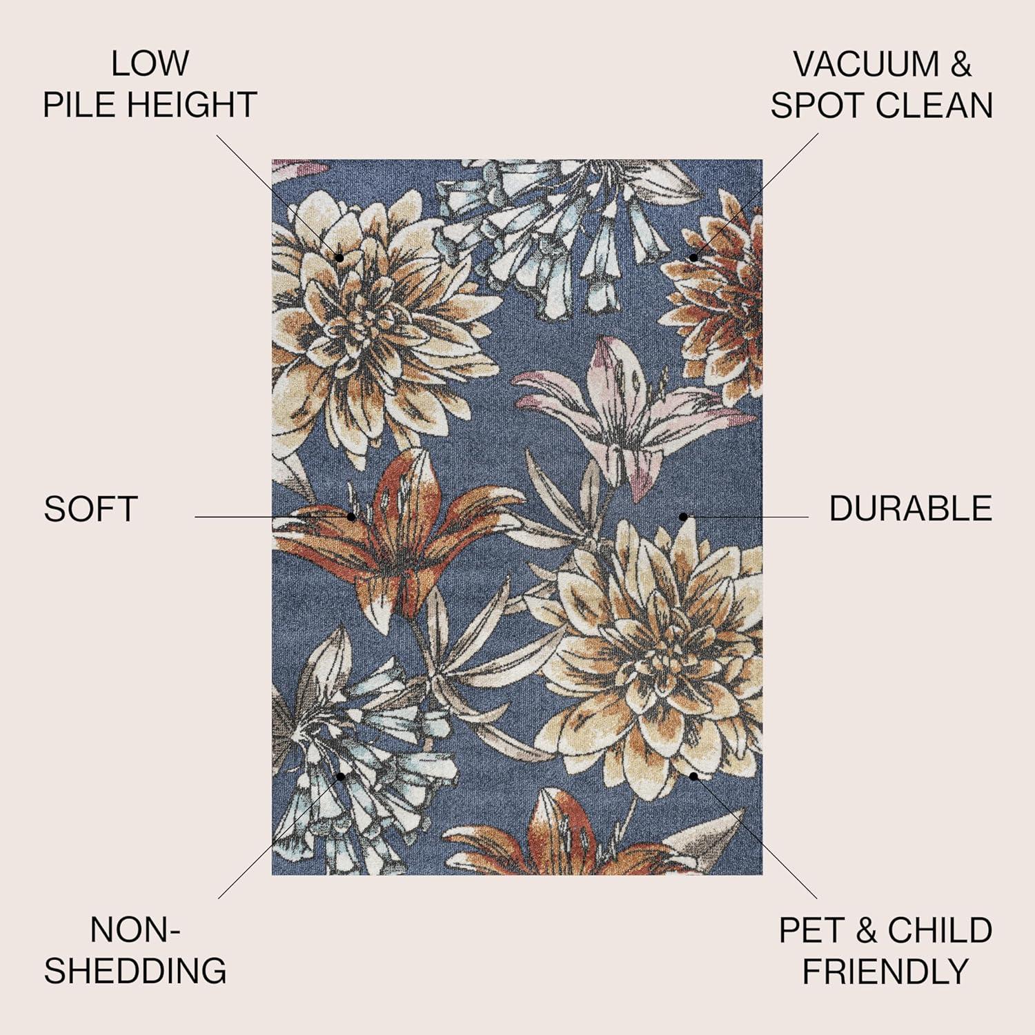imageJONATHAN Y Giglio Botanical Flower Runner Rug 2x8 OrangeBlueCream Modern Contemporary EasyCleaning for Living Room Bedroom Kitchen Pet Friendly NonShedding CTP202B28BlueOrangeCream