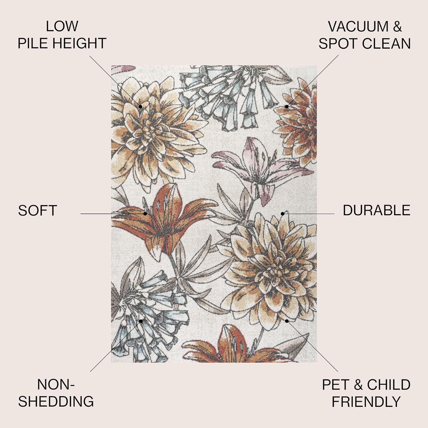 imageJONATHAN Y Giglio Botanical Flower Runner Rug 2x8 OrangeBlueCream Modern Contemporary EasyCleaning for Living Room Bedroom Kitchen Pet Friendly NonShedding CTP202B28OrangeBlueCream