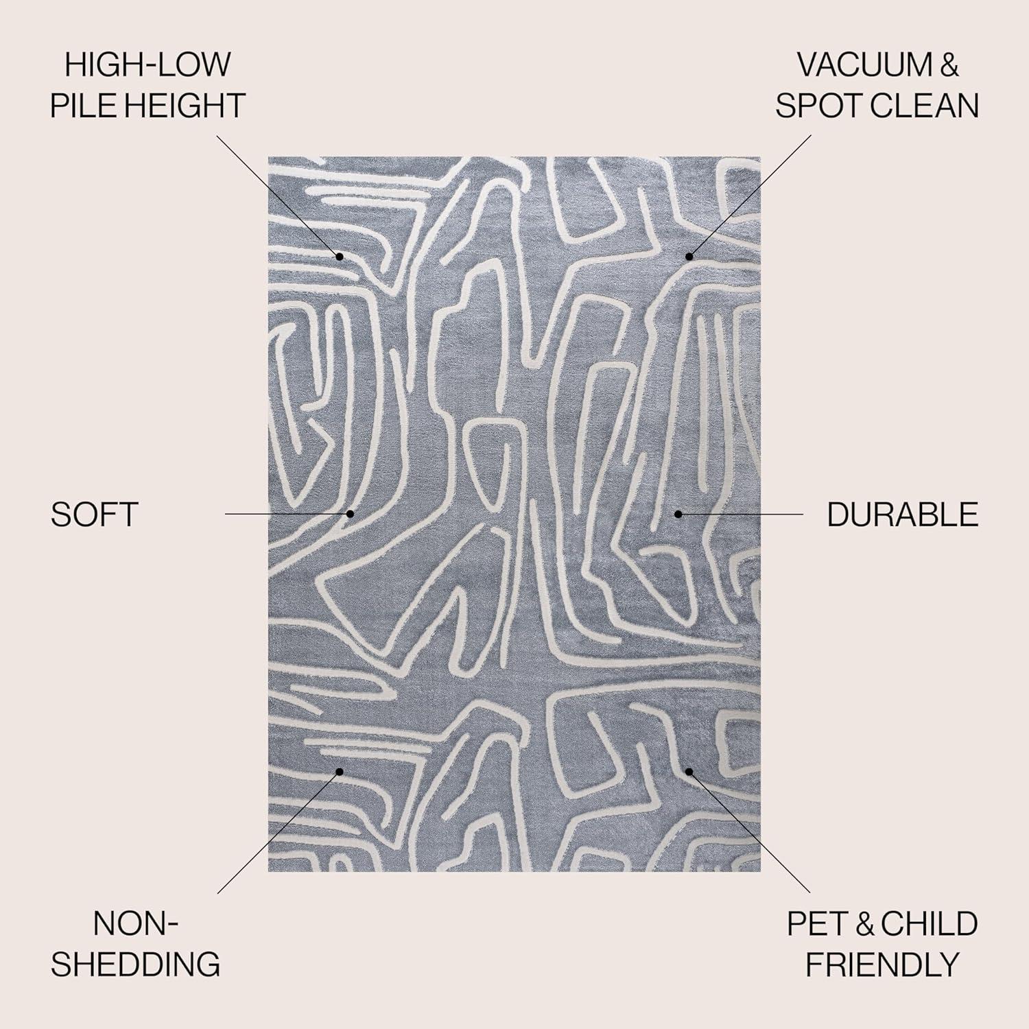 imageJONATHAN Y Graphic Lines HighLow Indoor Area Rug 8X10 WhiteCream Alcina Modern Scandinavian for Living Room Bedroom Kitchen EasyCleaning High Traffic PetFriendly NonShedding SND102B8BlueWhite