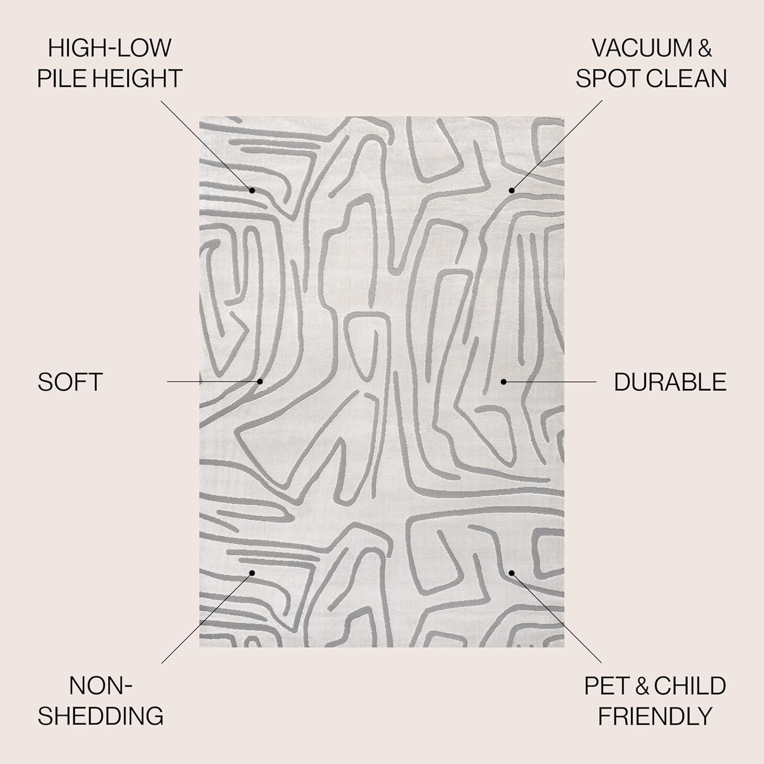 imageJONATHAN Y Graphic Lines HighLow Indoor Area Rug 8X10 WhiteCream Alcina Modern Scandinavian for Living Room Bedroom Kitchen EasyCleaning High Traffic PetFriendly NonShedding SND102B8WhiteLight Grey