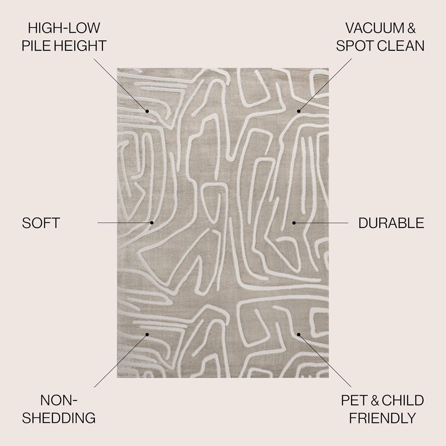 imageJONATHAN Y Graphic Lines HighLow Indoor Area Rug 8X10 WhiteCream Alcina Modern Scandinavian for Living Room Bedroom Kitchen EasyCleaning High Traffic PetFriendly NonShedding SND102B8BeigeCream