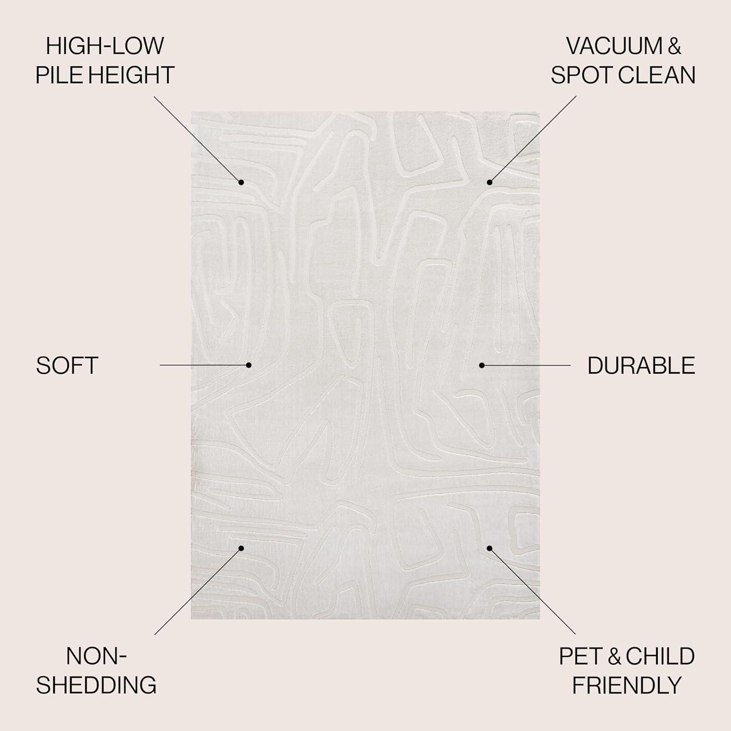 imageJONATHAN Y Graphic Lines HighLow Indoor Area Rug 8X10 WhiteCream Alcina Modern Scandinavian for Living Room Bedroom Kitchen EasyCleaning High Traffic PetFriendly NonShedding SND102B8WhiteCream