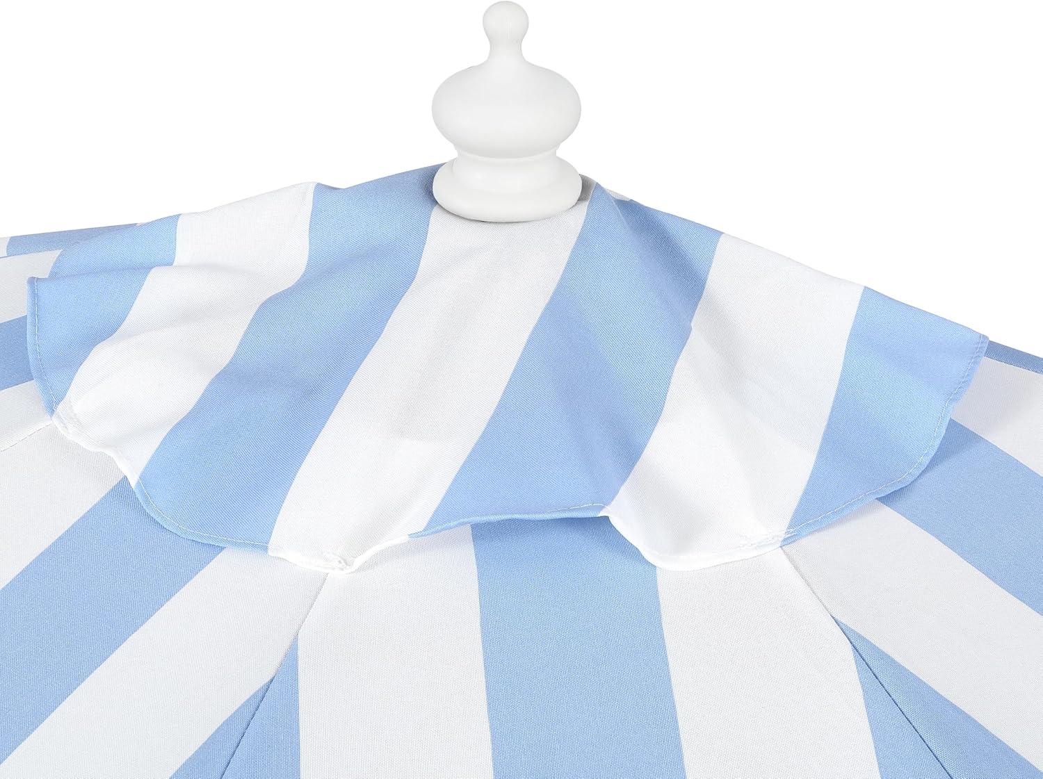 imageJONATHAN Y Half Umbrella UMB1201B Beverly 9 ft Designer Classic Scalloped Fringe Market Patio with Crank Push Button Tilt and UV Protection in NavyWhiteLight BlueWhite White Pole