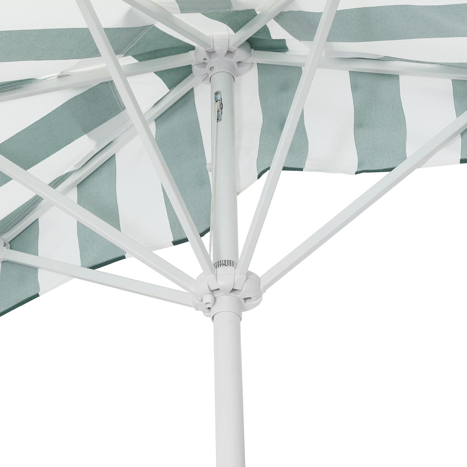imageJONATHAN Y Half Umbrella UMB1201B Beverly 9 ft Designer Classic Scalloped Fringe Market Patio with Crank Push Button Tilt and UV Protection in NavyWhiteGreenWhite White Pole