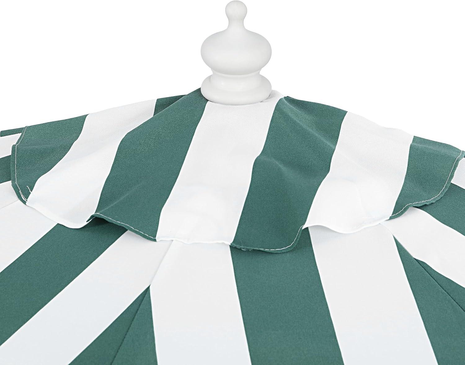 imageJONATHAN Y Half Umbrella UMB1201B Beverly 9 ft Designer Classic Scalloped Fringe Market Patio with Crank Push Button Tilt and UV Protection in NavyWhiteGreenWhite White Pole