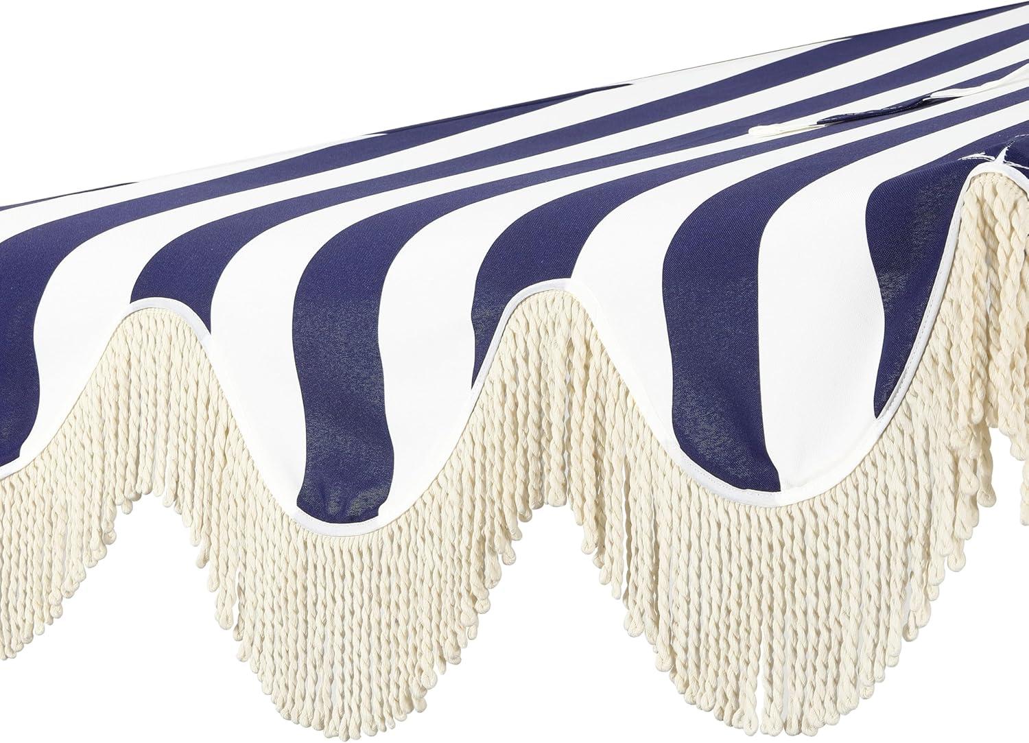 imageJONATHAN Y Half Umbrella UMB1201B Beverly 9 ft Designer Classic Scalloped Fringe Market Patio with Crank Push Button Tilt and UV Protection in NavyWhiteNavyWhite White Pole