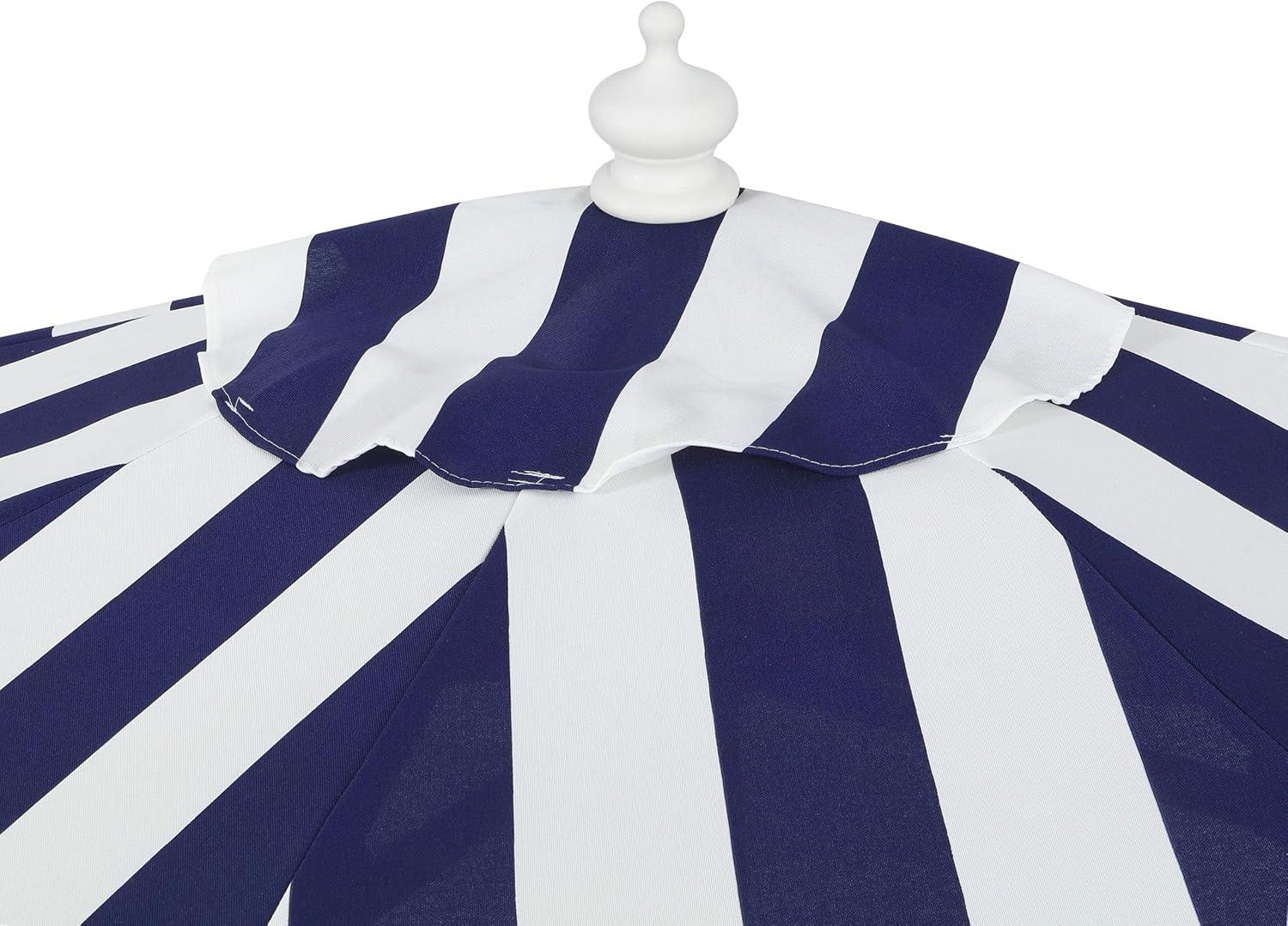 imageJONATHAN Y Half Umbrella UMB1201B Beverly 9 ft Designer Classic Scalloped Fringe Market Patio with Crank Push Button Tilt and UV Protection in NavyWhiteNavyWhite White Pole