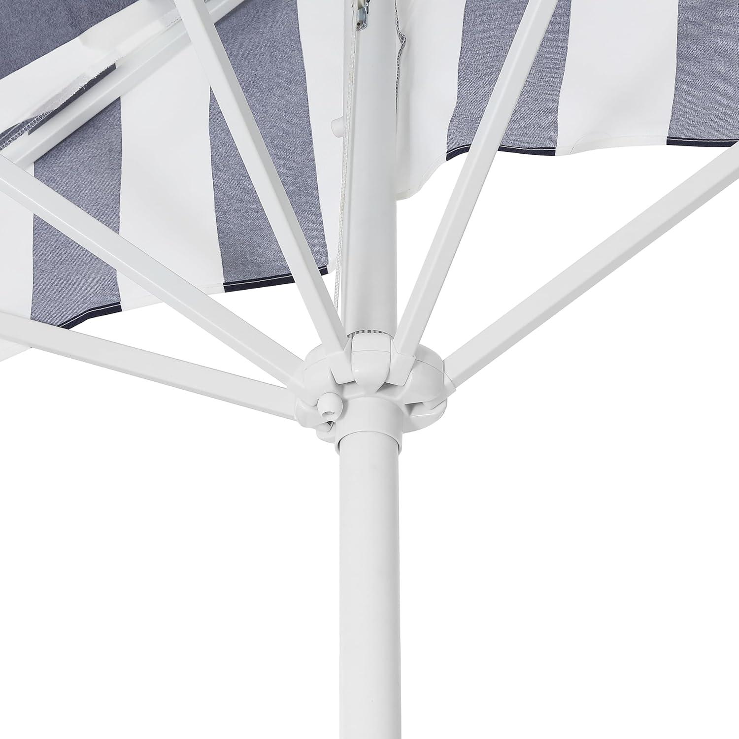 imageJONATHAN Y Half Umbrella UMB1201B Beverly 9 ft Designer Classic Scalloped Fringe Market Patio with Crank Push Button Tilt and UV Protection in NavyWhiteNavyWhite White Pole