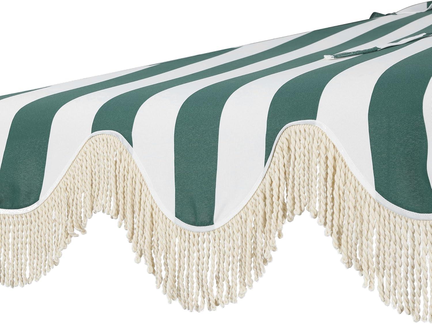imageJONATHAN Y Half Umbrella UMB1201B Beverly 9 ft Designer Classic Scalloped Fringe Market Patio with Crank Push Button Tilt and UV Protection in NavyWhiteGreenWhite White Pole