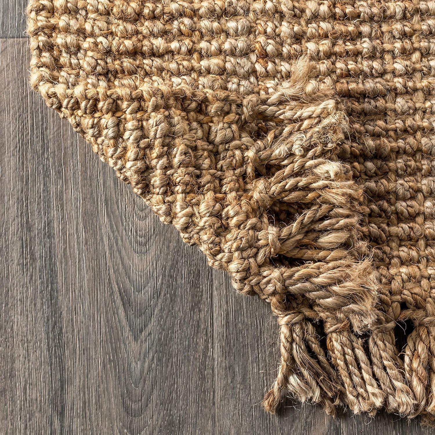 imageJONATHAN Y Handwoven Jute Fringe Natural Indoor Area Rug 8x10 Pata Bohemian Rustic Cottage EasyCleaning for Living Room Bedroom Kitchen NonShedding NRF103A8Natural