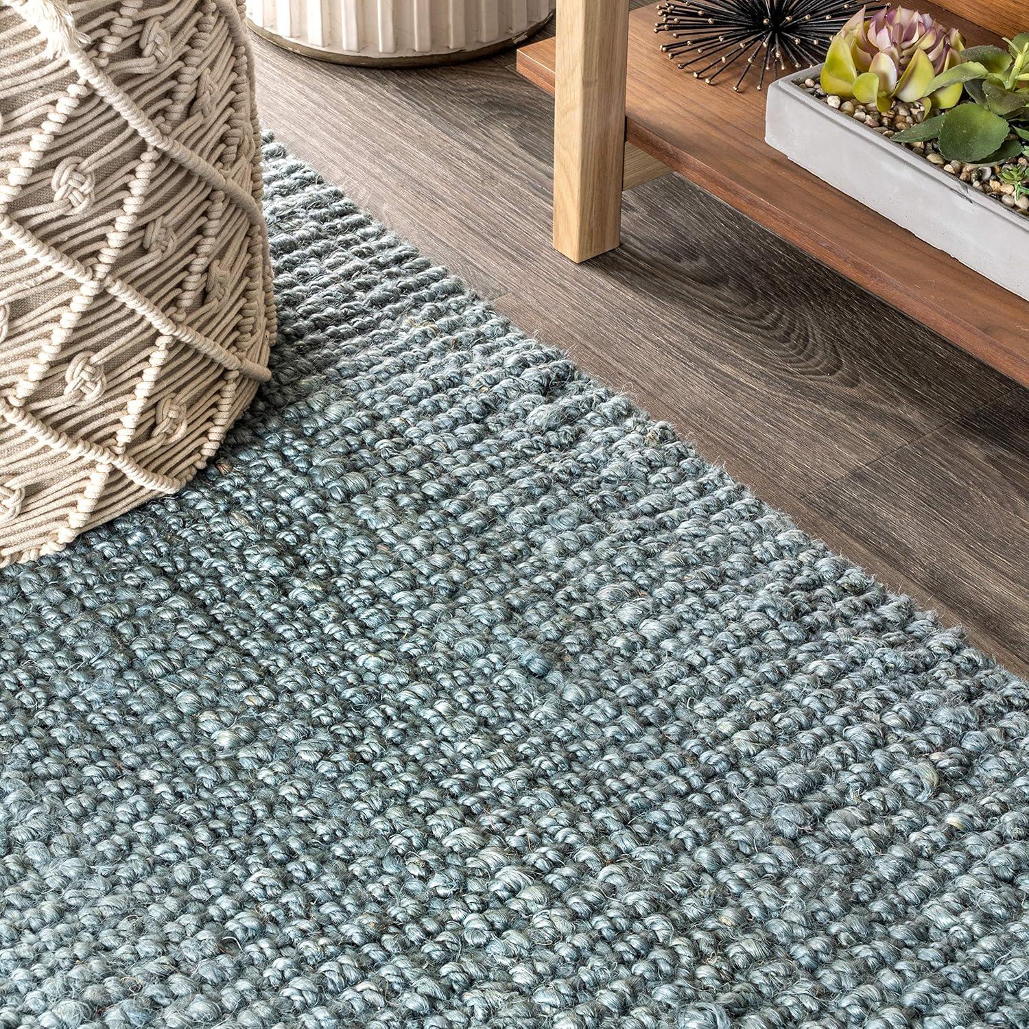 imageJONATHAN Y Handwoven Jute Fringe Natural Indoor Area Rug 8x10 Pata Bohemian Rustic Cottage EasyCleaning for Living Room Bedroom Kitchen NonShedding NRF103A8BlueGray