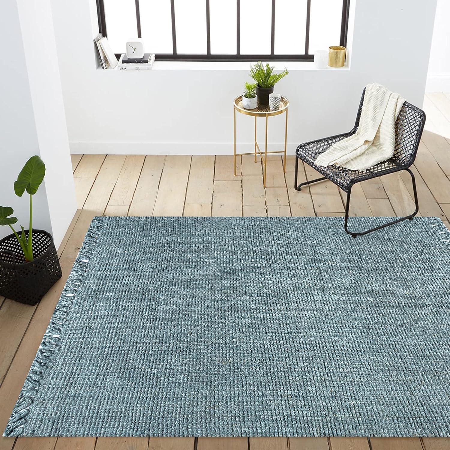 imageJONATHAN Y Handwoven Jute Fringe Natural Indoor Area Rug 8x10 Pata Bohemian Rustic Cottage EasyCleaning for Living Room Bedroom Kitchen NonShedding NRF103A8BlueGray