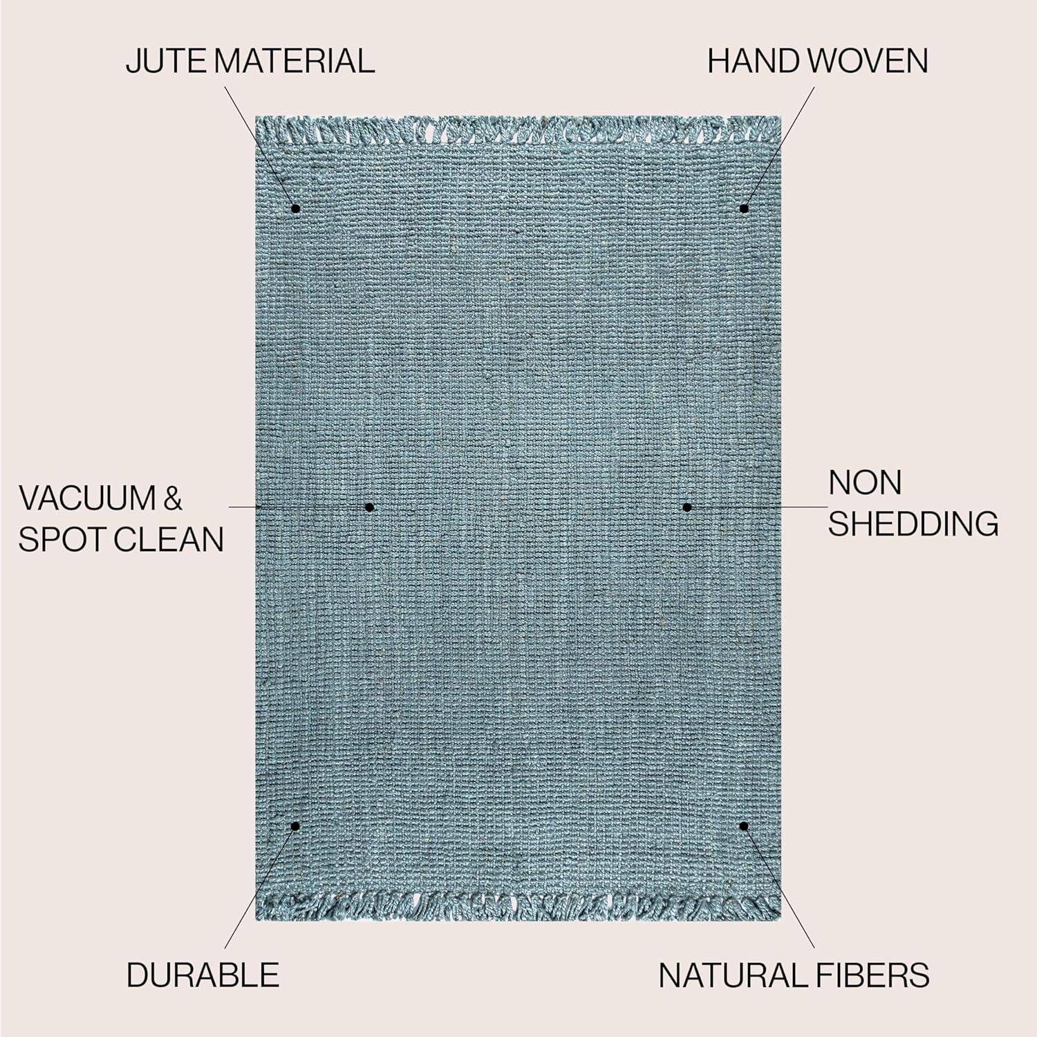 imageJONATHAN Y Handwoven Jute Fringe Natural Indoor Area Rug 8x10 Pata Bohemian Rustic Cottage EasyCleaning for Living Room Bedroom Kitchen NonShedding NRF103A8BlueGray