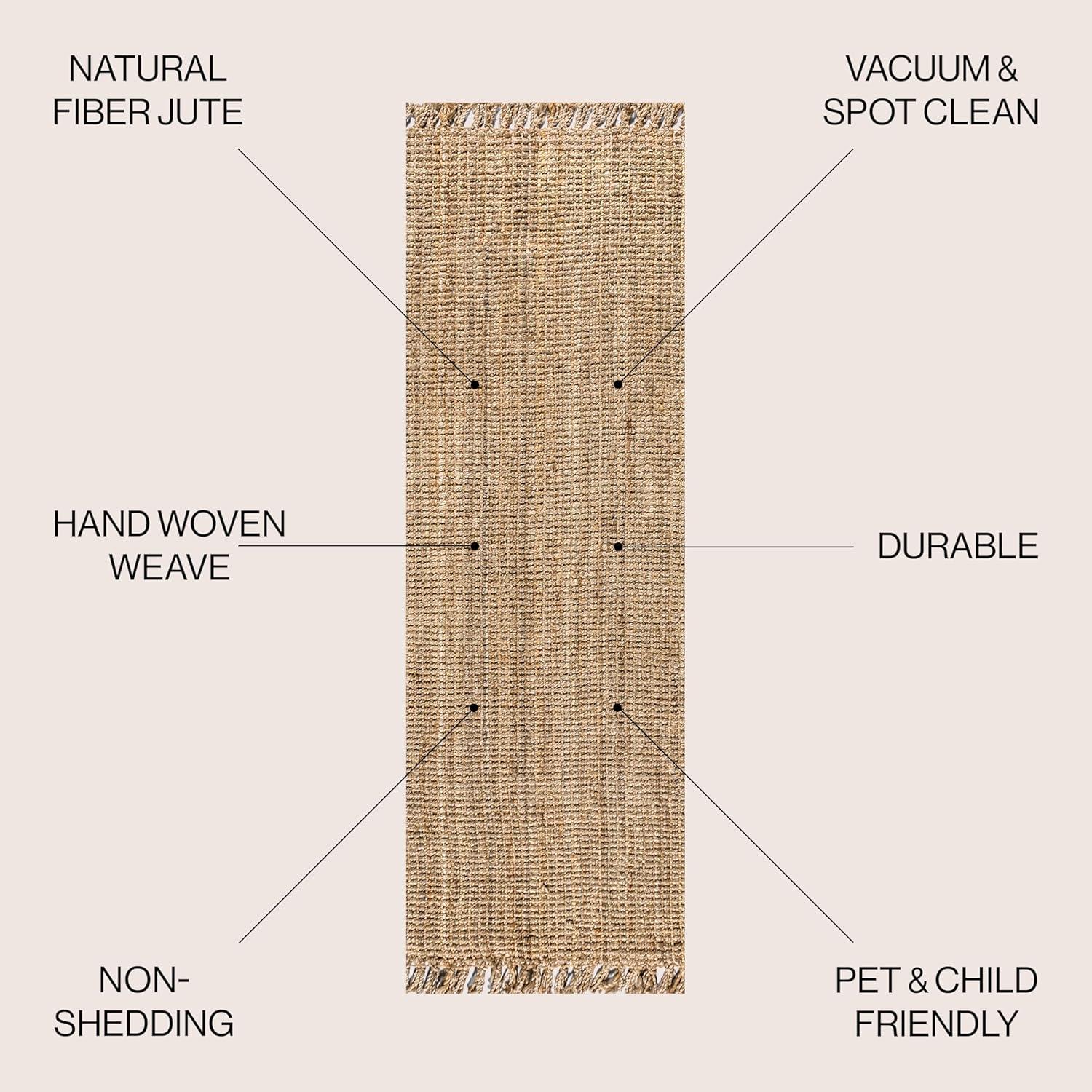 imageJONATHAN Y Handwoven Jute Fringe Natural Indoor Area Rug 8x10 Pata Bohemian Rustic Cottage EasyCleaning for Living Room Bedroom Kitchen NonShedding NRF103A8Natural