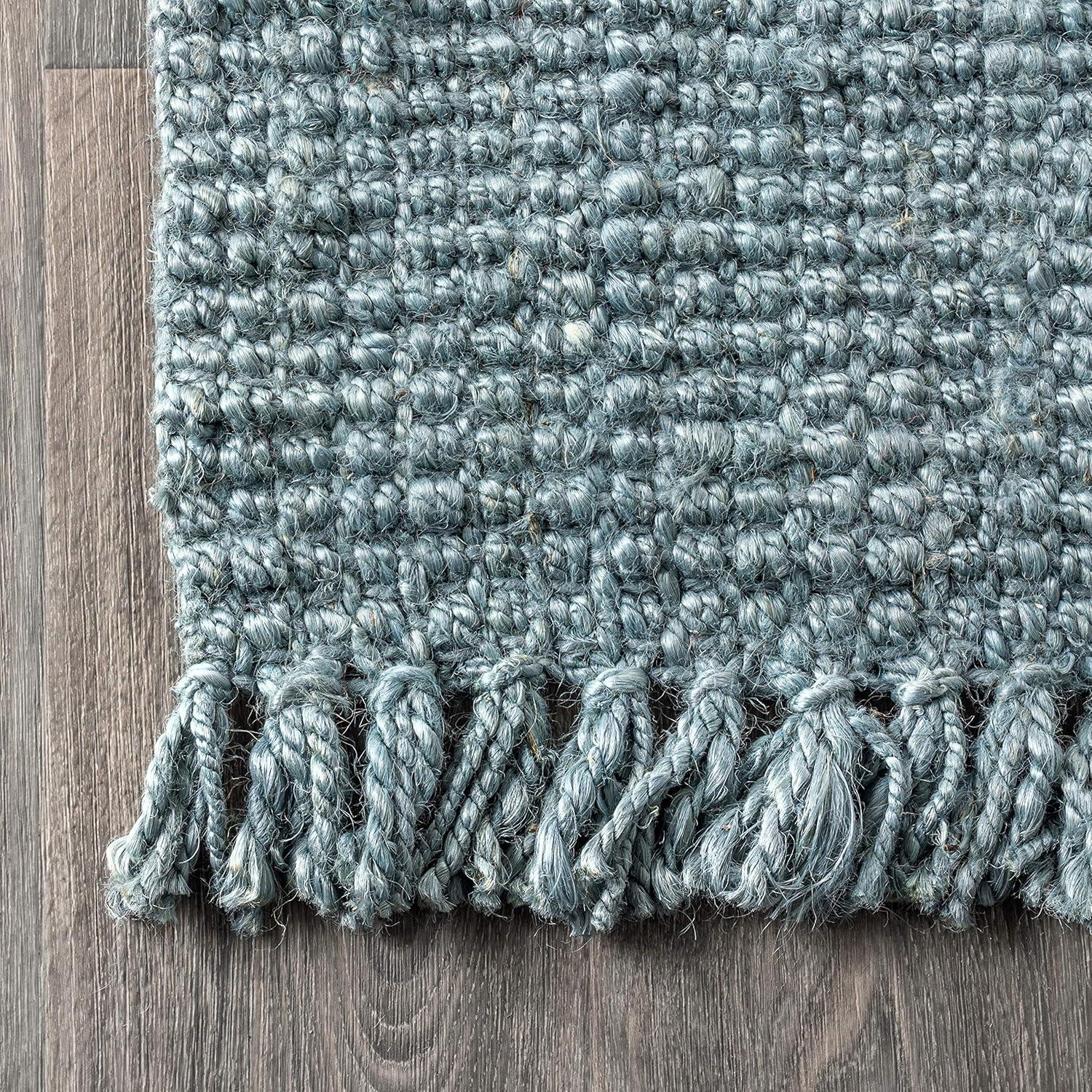 imageJONATHAN Y Handwoven Jute Fringe Natural Indoor Area Rug 8x10 Pata Bohemian Rustic Cottage EasyCleaning for Living Room Bedroom Kitchen NonShedding NRF103A8BlueGray