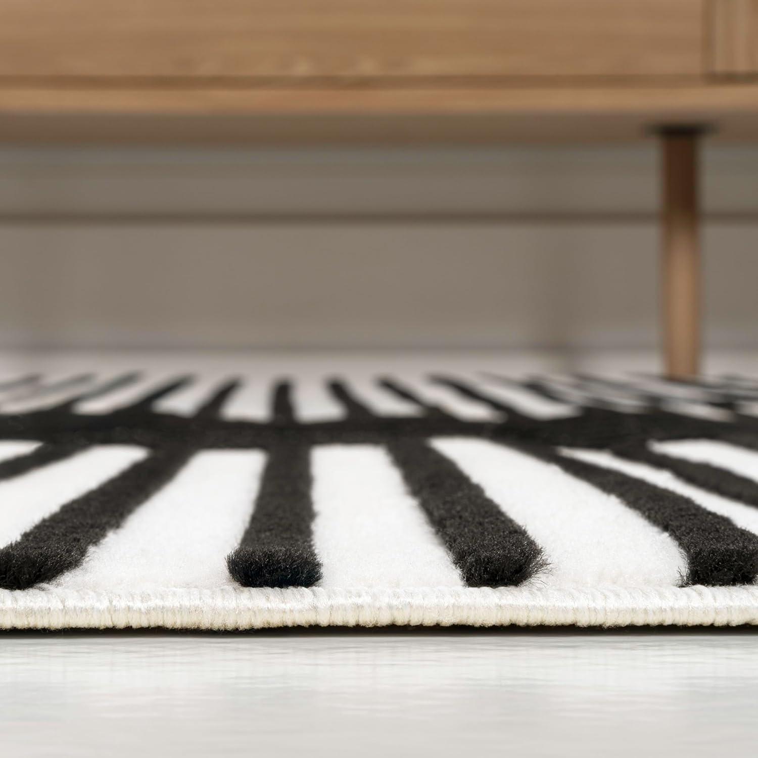 imageJONATHAN Y HighLow Arch Stripe TwoTone NavyCream 8x10 IndoorOutdoor Area Rug Anders MidCentury Modern for Patio Backyard Living Room Bedroom Office HoseWashable SCN107A8BlackWhite