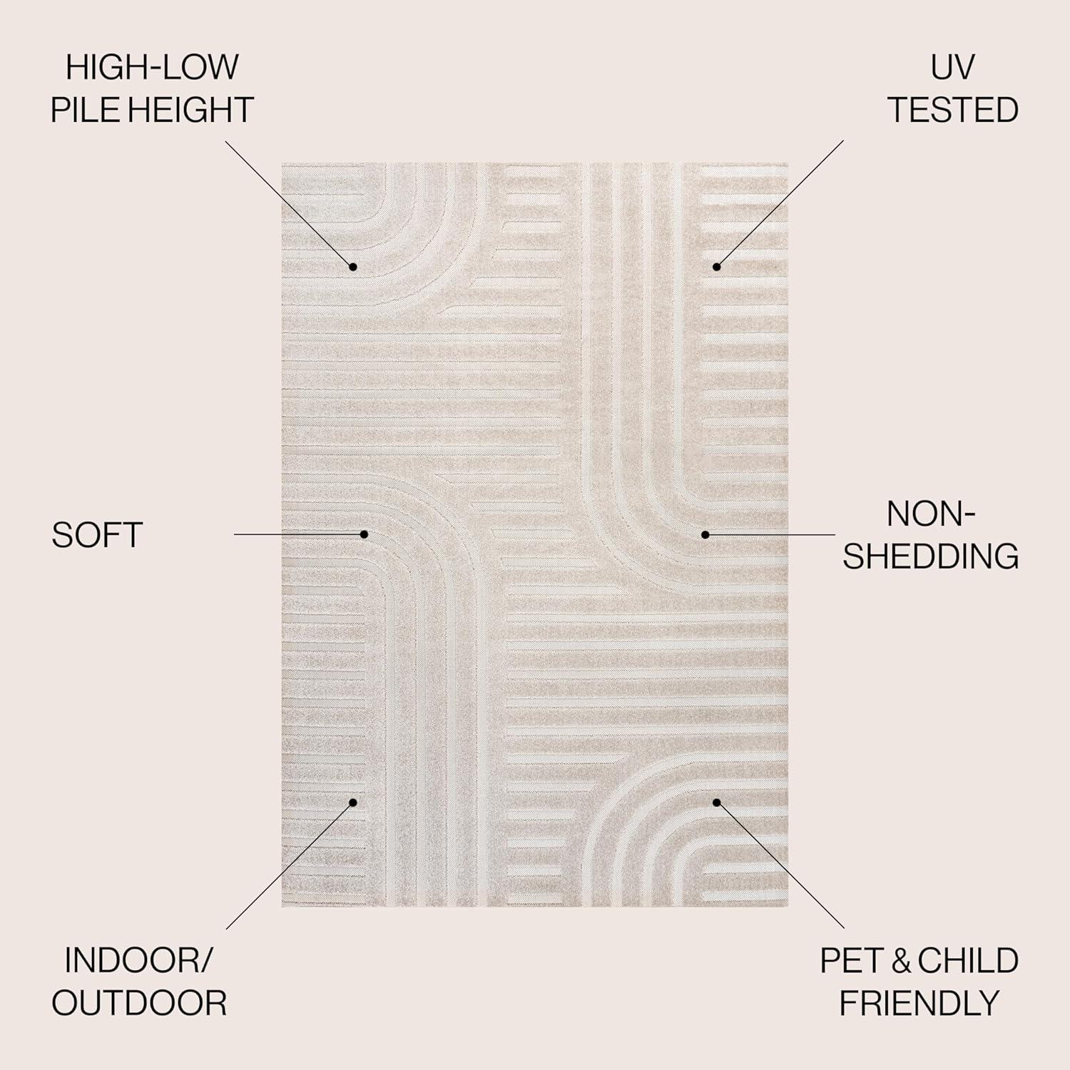 imageJONATHAN Y HighLow Arch Stripe TwoTone NavyCream 8x10 IndoorOutdoor Area Rug Anders MidCentury Modern for Patio Backyard Living Room Bedroom Office HoseWashable SCN107A8WhiteCream