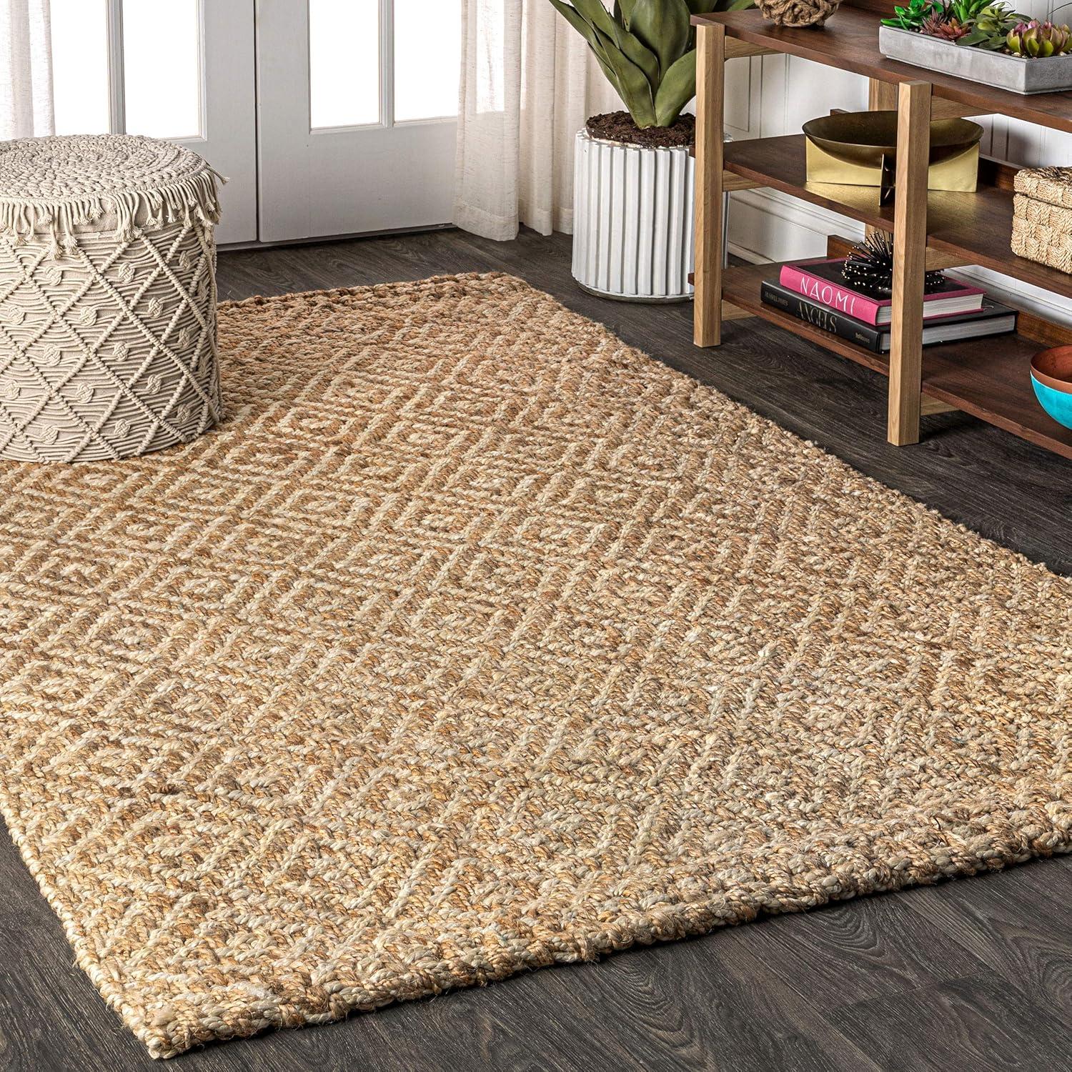 imageJONATHAN Y Hira Hand Woven Diamond Chunky Jute Natural Runner Rug 2x8 Bohemian Transitional EasyCleaning for Living Room Bedroom Kitchen Pet Friendly NonShedding NFR100A28Natural