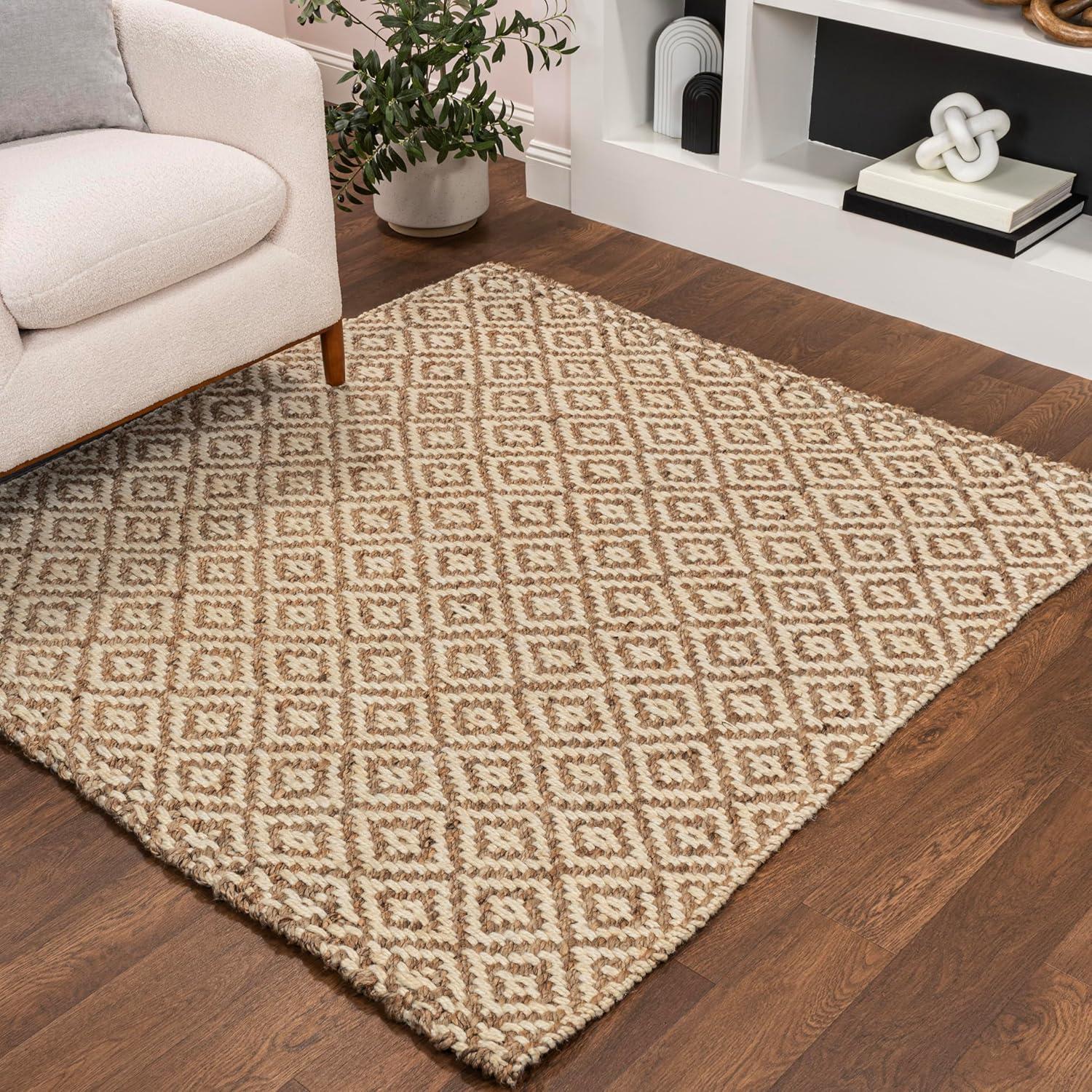 imageJONATHAN Y Hira Hand Woven Diamond Chunky Jute Natural Runner Rug 2x8 Bohemian Transitional EasyCleaning for Living Room Bedroom Kitchen Pet Friendly NonShedding NFR100A28Natural