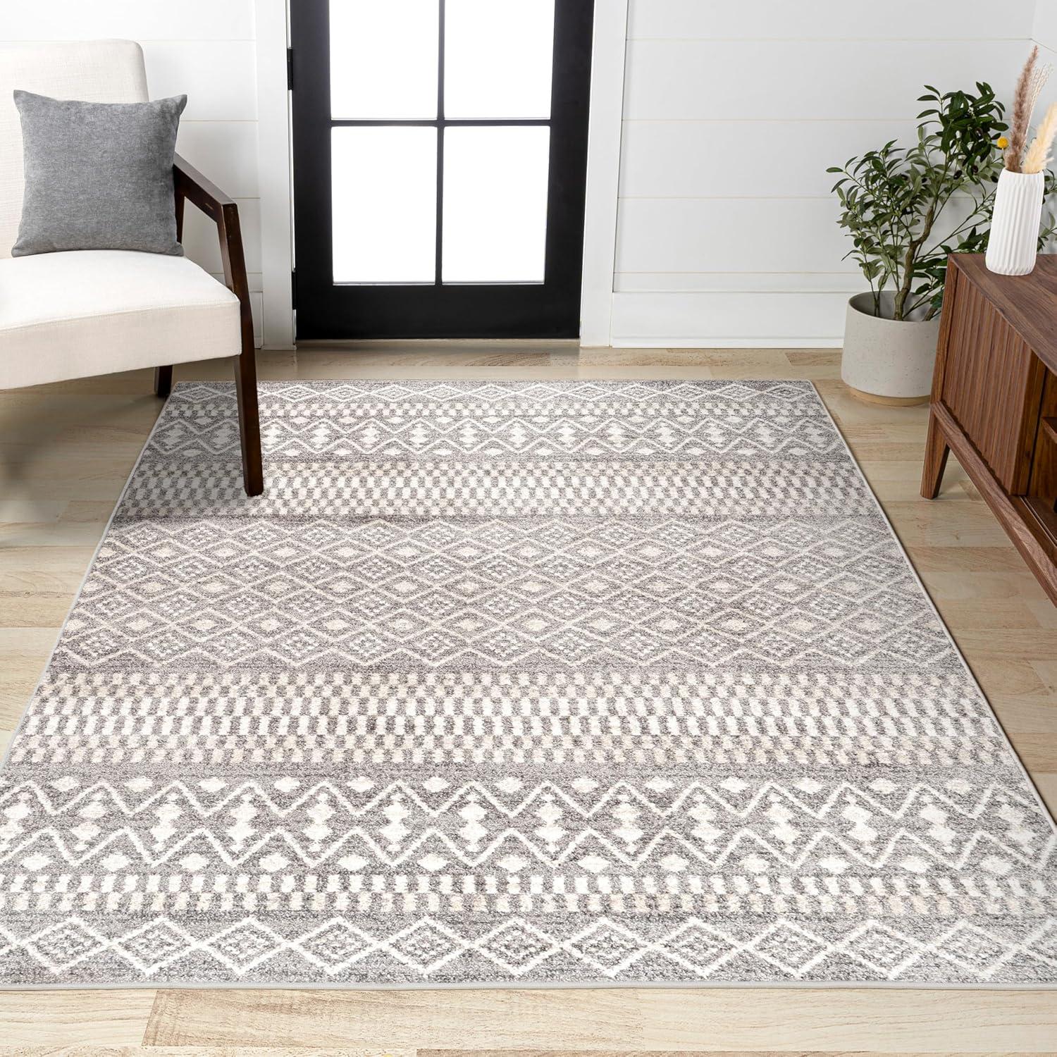 imageJONATHAN Y Ifrane Berber Stripe GrayCream Runner Rug 2x8 Geometric Bohemian Casual EasyCleaning for Living Room Bedroom Kitchen Pet Friendly NonShedding MOH301B28GrayCream
