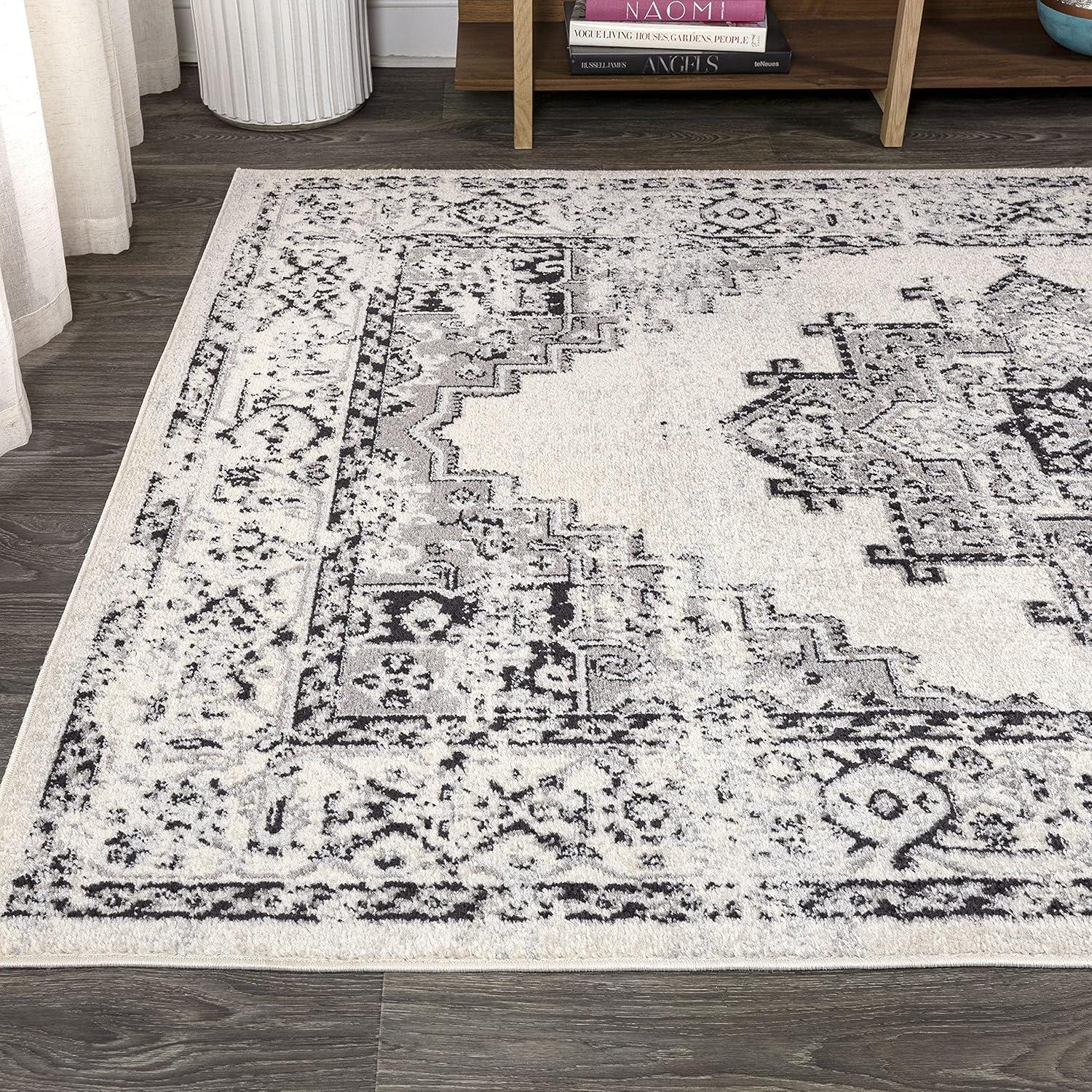 imageJONATHAN Y Inigo Cottage Medallion Dark GrayCream Runner Rug 2x8 Bohemian Transitional EasyCleaning for Living Room Bedroom Kitchen Pet Friendly NonShedding BMF107B28Grey