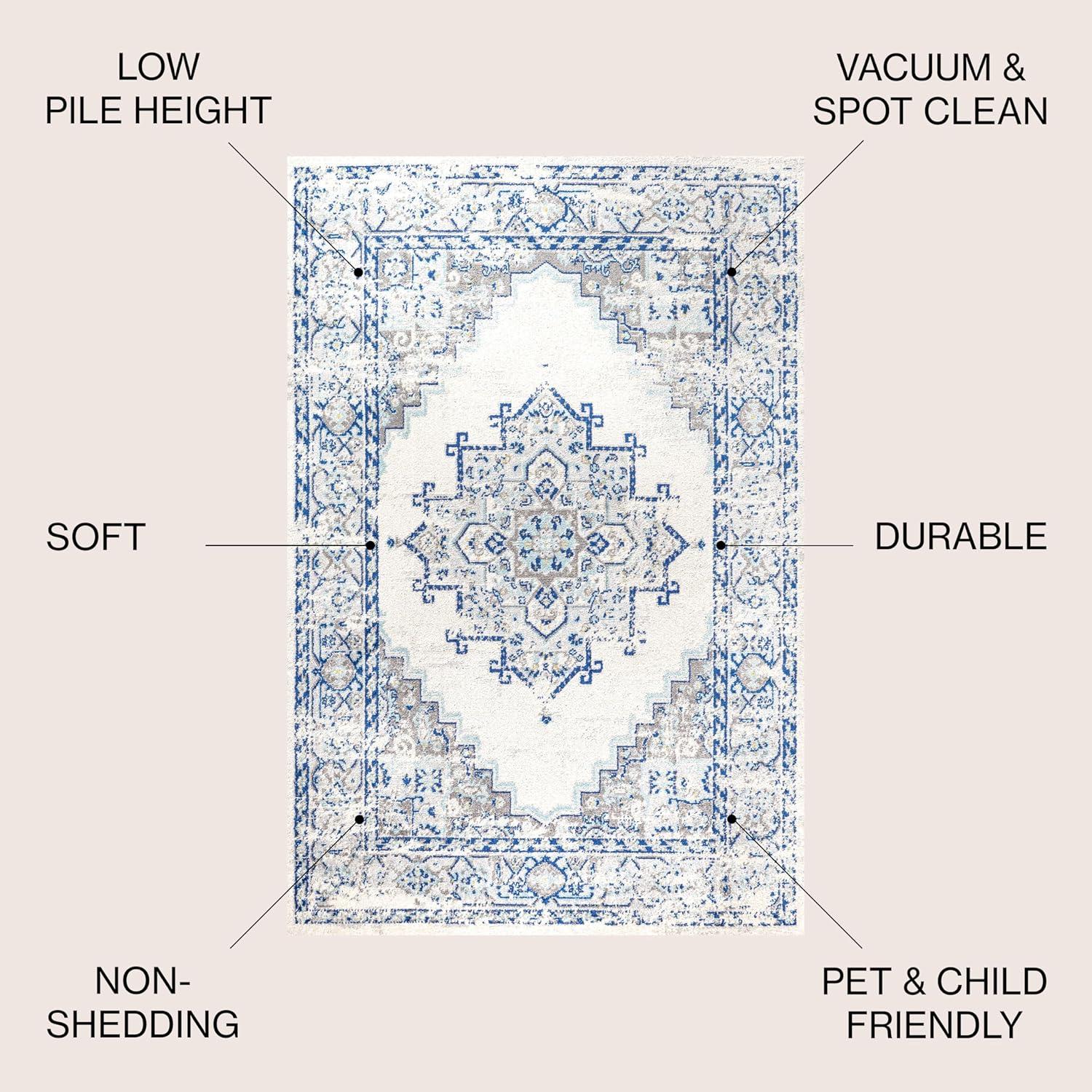 imageJONATHAN Y Inigo Cottage Medallion Dark GrayCream Runner Rug 2x8 Bohemian Transitional EasyCleaning for Living Room Bedroom Kitchen Pet Friendly NonShedding BMF107B28Blue