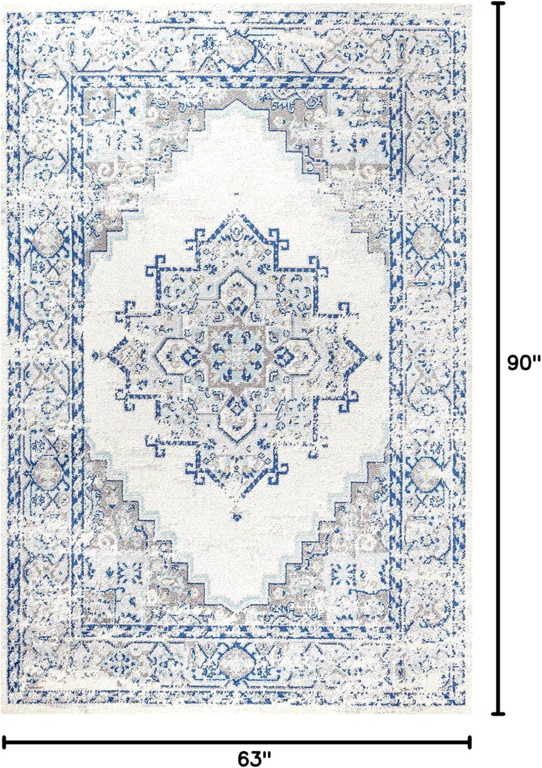 imageJONATHAN Y Inigo Cottage Medallion Dark GrayCream Runner Rug 2x8 Bohemian Transitional EasyCleaning for Living Room Bedroom Kitchen Pet Friendly NonShedding BMF107B28Blue