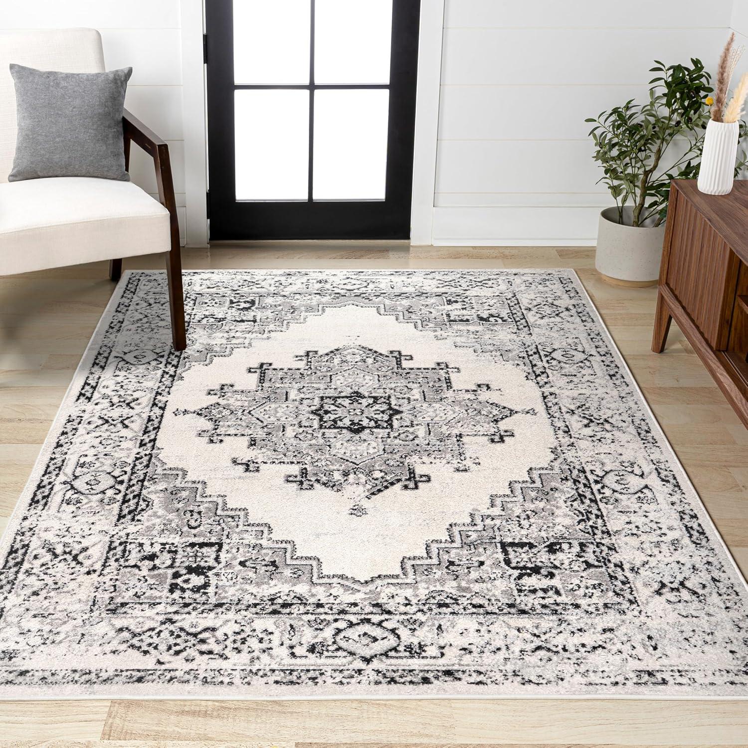 imageJONATHAN Y Inigo Cottage Medallion Dark GrayCream Runner Rug 2x8 Bohemian Transitional EasyCleaning for Living Room Bedroom Kitchen Pet Friendly NonShedding BMF107B28Grey