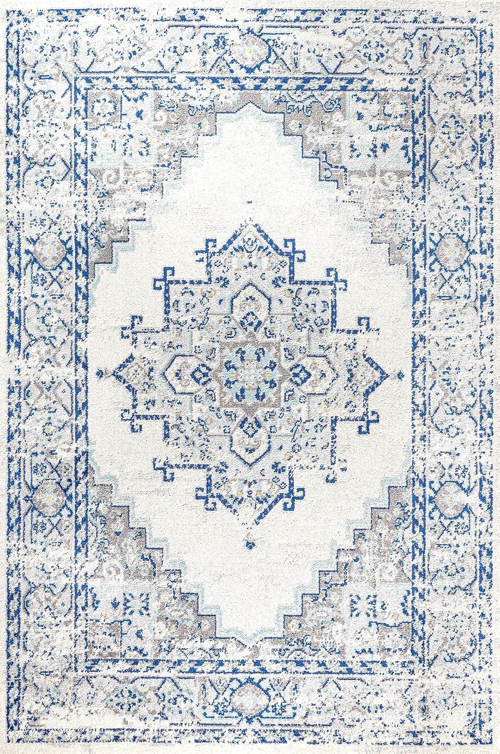 imageJONATHAN Y Inigo Cottage Medallion Dark GrayCream Runner Rug 2x8 Bohemian Transitional EasyCleaning for Living Room Bedroom Kitchen Pet Friendly NonShedding BMF107B28Blue