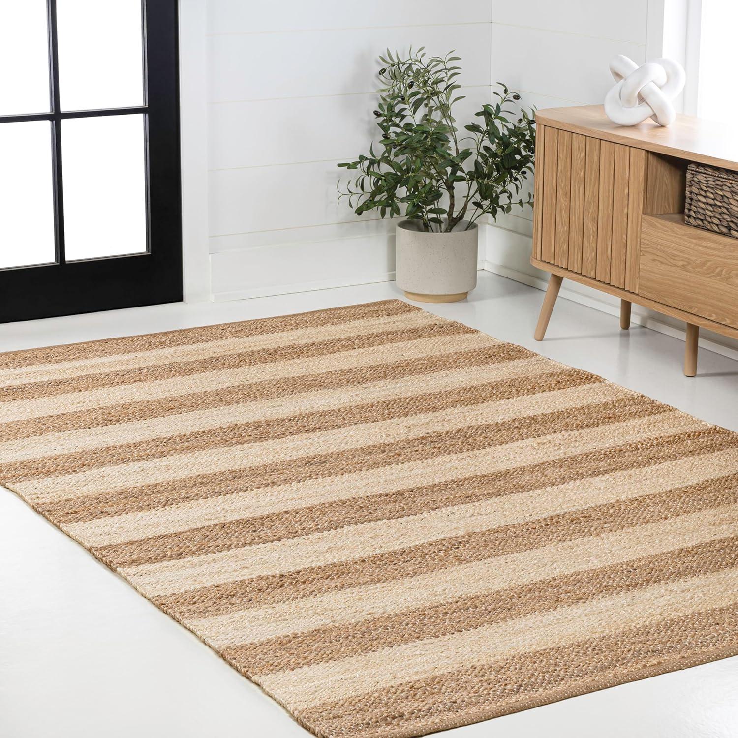 imageJONATHAN Y Jayden Woven Jute Stripe NaturalBrown Runner Rug 2x8 Rustic Farmhouse Traditional Lodge EasyCleaning for Living Room Bedroom Kitchen NonShedding NRF202A28NaturalBleach