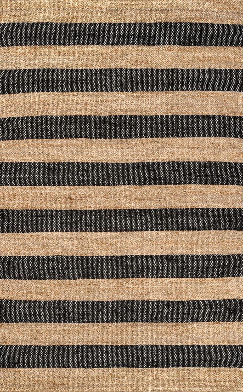 imageJONATHAN Y Jayden Woven Jute Stripe NaturalBrown Runner Rug 2x8 Rustic Farmhouse Traditional Lodge EasyCleaning for Living Room Bedroom Kitchen NonShedding NRF202A28NaturalBlack