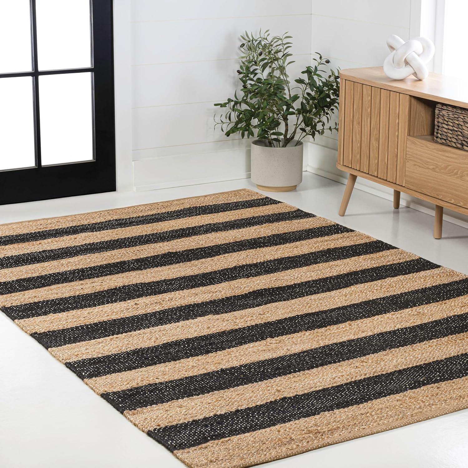 imageJONATHAN Y Jayden Woven Jute Stripe NaturalBrown Runner Rug 2x8 Rustic Farmhouse Traditional Lodge EasyCleaning for Living Room Bedroom Kitchen NonShedding NRF202A28NaturalBlack