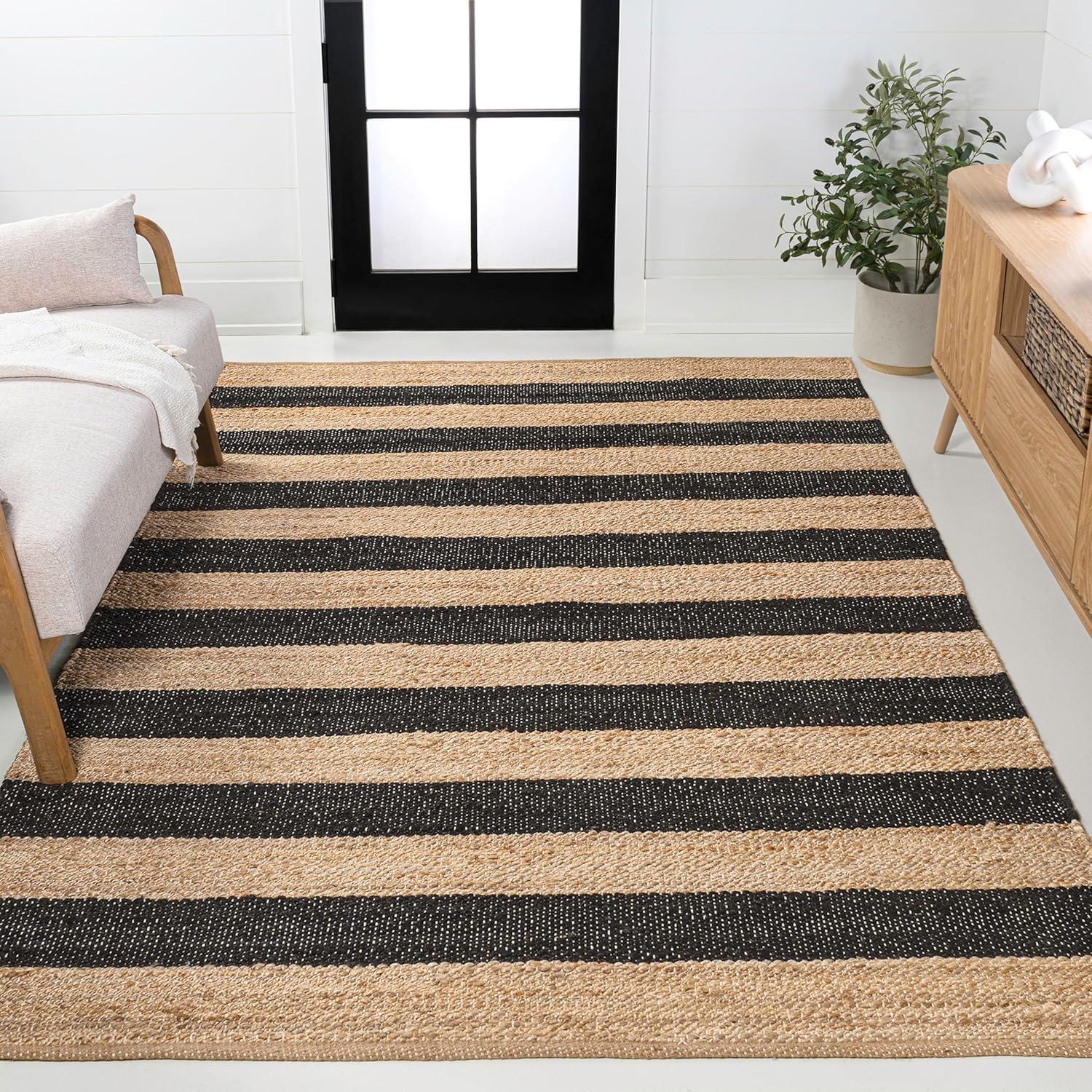 imageJONATHAN Y Jayden Woven Jute Stripe NaturalBrown Runner Rug 2x8 Rustic Farmhouse Traditional Lodge EasyCleaning for Living Room Bedroom Kitchen NonShedding NRF202A28NaturalBlack