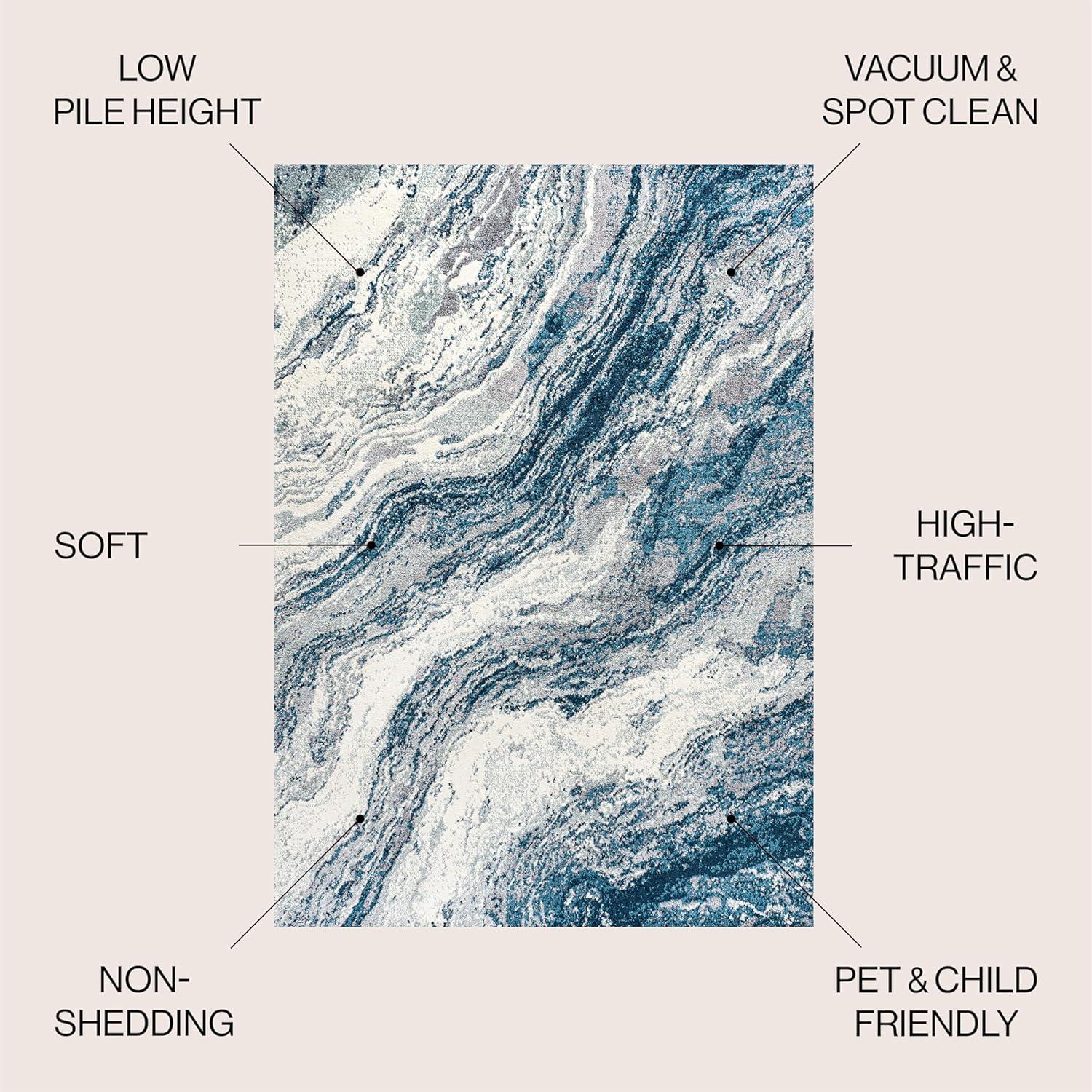 imageJONATHAN Y Kassia Abstract Marble CharcoalCream Indoor Area Rug 8x10 ContemporaryGlamCasualTransitional EasyCleaning for Living RoomBedroomKitchenPet FriendlyNonShedding SEU300A8NavyCream