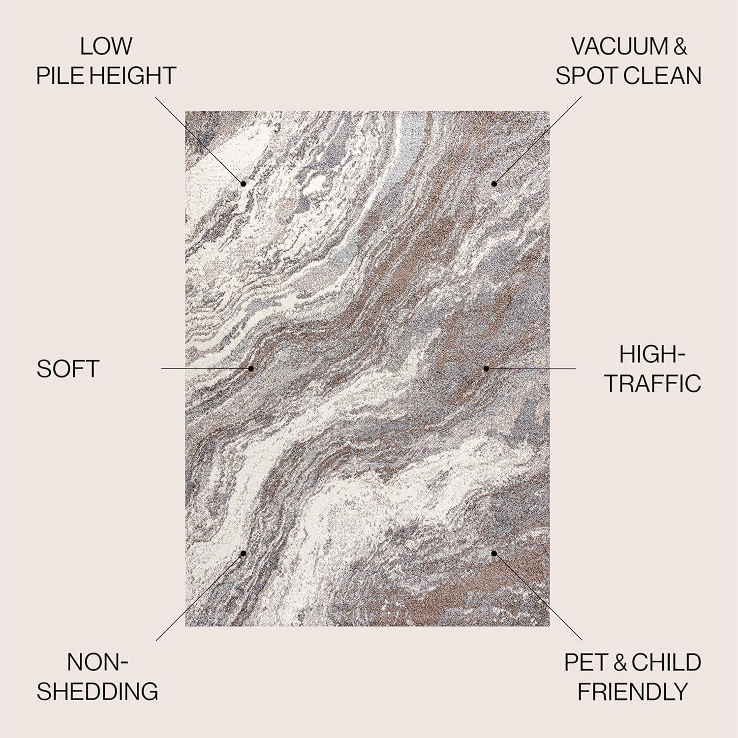 imageJONATHAN Y Kassia Abstract Marble CharcoalCream Indoor Area Rug 8x10 ContemporaryGlamCasualTransitional EasyCleaning for Living RoomBedroomKitchenPet FriendlyNonShedding SEU300A8BrownGray