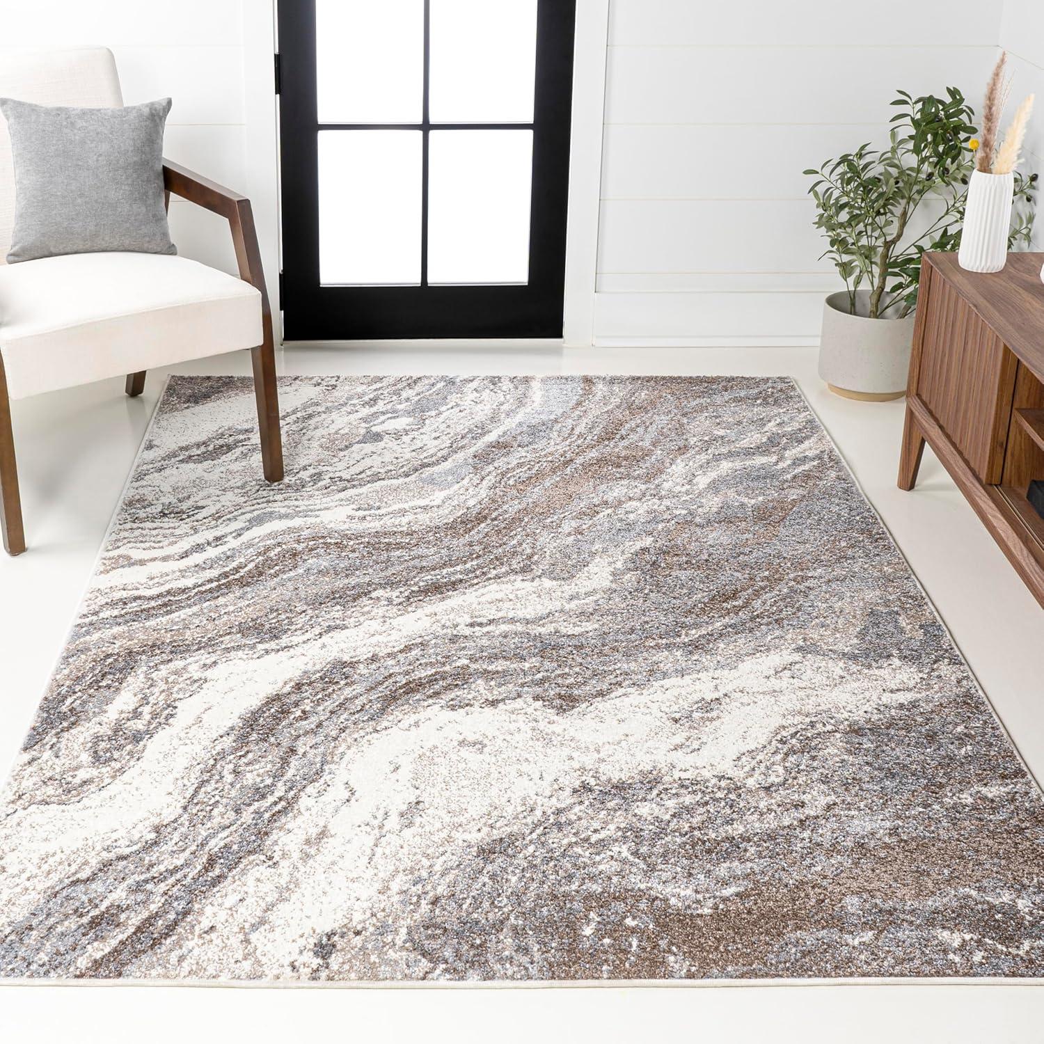 imageJONATHAN Y Kassia Abstract Marble CharcoalCream Indoor Area Rug 8x10 ContemporaryGlamCasualTransitional EasyCleaning for Living RoomBedroomKitchenPet FriendlyNonShedding SEU300A8BrownGray