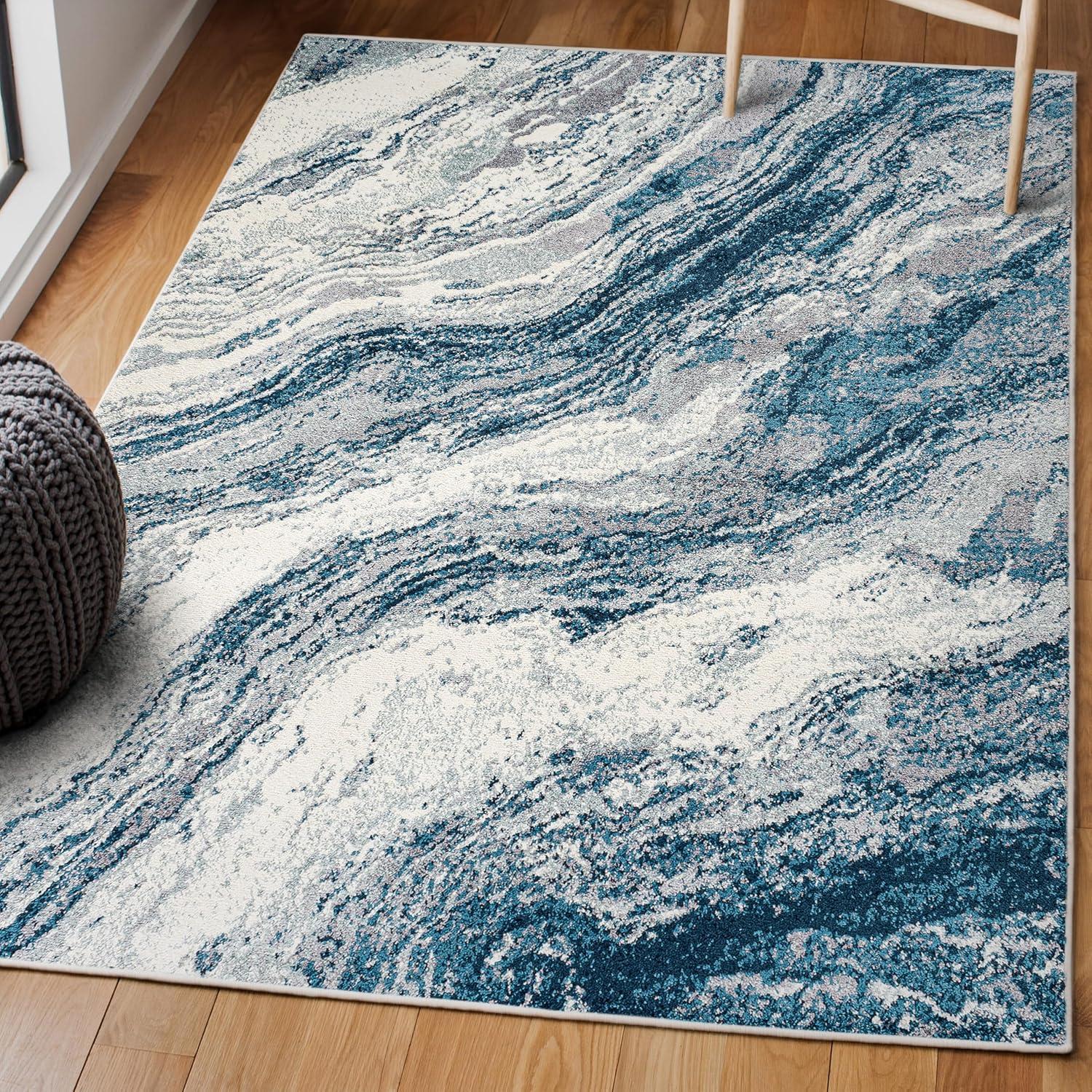 imageJONATHAN Y Kassia Abstract Marble CharcoalCream Indoor Area Rug 8x10 ContemporaryGlamCasualTransitional EasyCleaning for Living RoomBedroomKitchenPet FriendlyNonShedding SEU300A8NavyCream