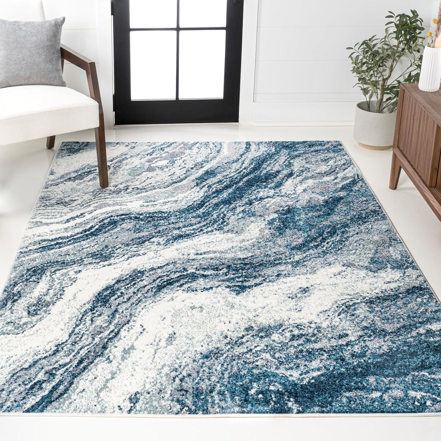 imageJONATHAN Y Kassia Abstract Marble CharcoalCream Indoor Area Rug 8x10 ContemporaryGlamCasualTransitional EasyCleaning for Living RoomBedroomKitchenPet FriendlyNonShedding SEU300A8NavyCream