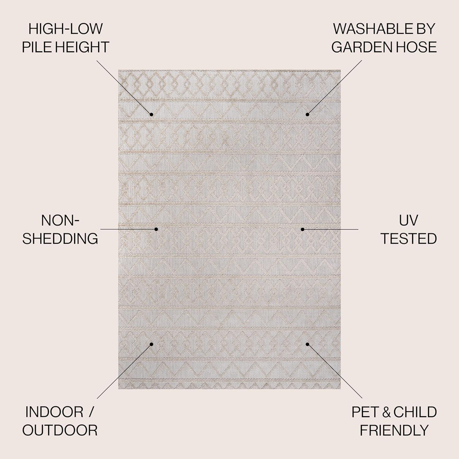 imageJONATHAN Y Knotted Trellis Geometric Indoor Outdoor Area Rug 8X10 BlackIvory Aylan HighLow Pile for Backyard Patio Porch EasyCleaning High Traffic PetFriendly NonShedding SBH104A8Beige